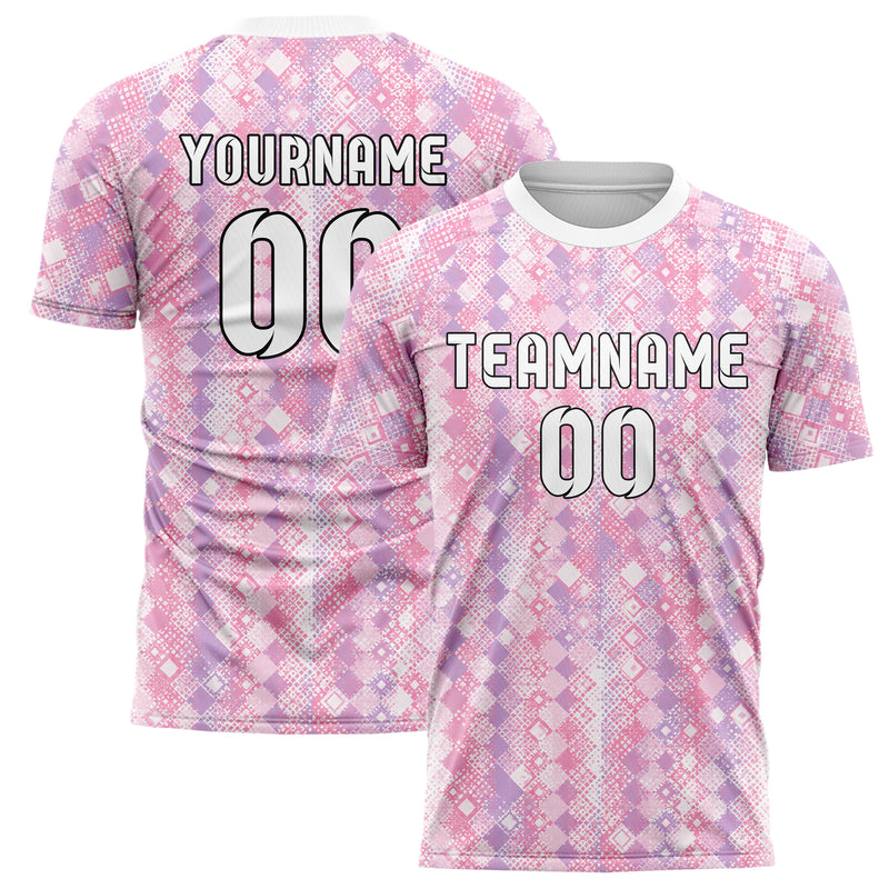 Hellrosa pastelliges Rauten Square Grid Design 01-0381 individuelles Fußballtrikot main
