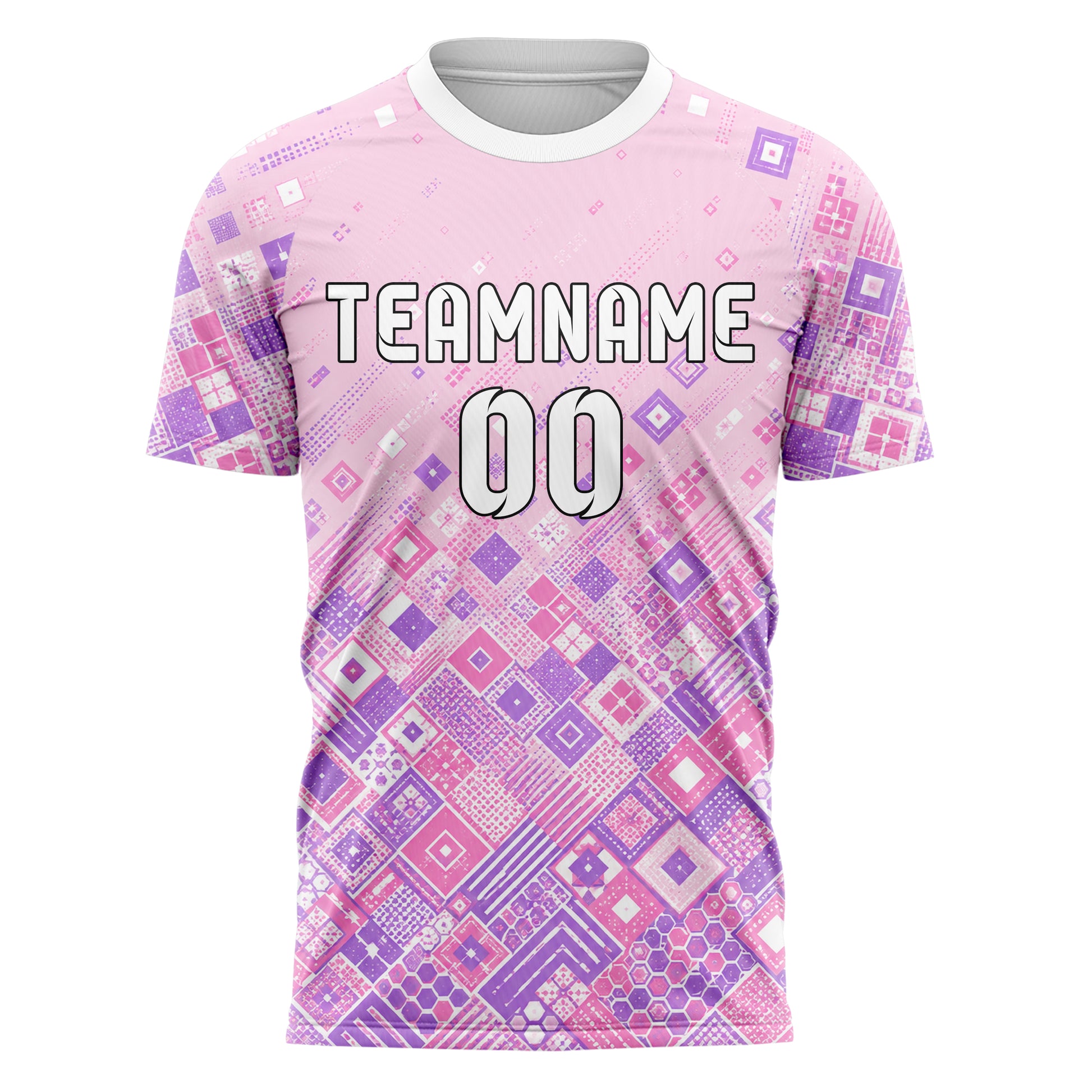 Hellrosa pastelliges Rauten dichter Verlauf von unten Design 01-0375 individuelles Fußballtrikot front