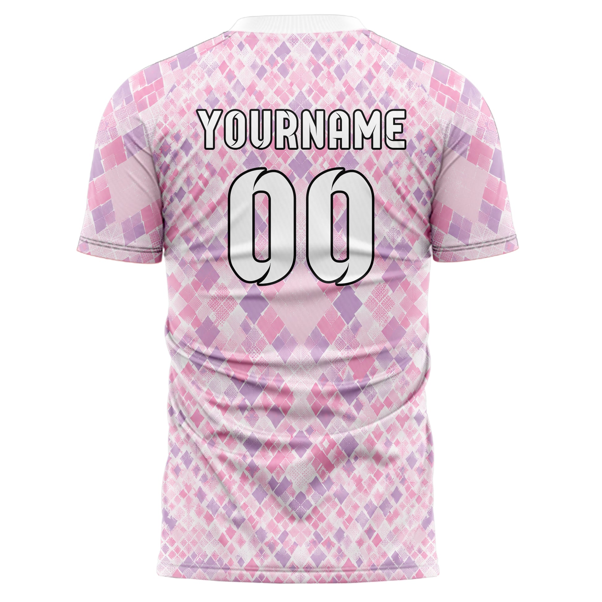 Hellrosa pastelliges Rauten diagonale Tessellation Design 01-0234 individuelles Fußballtrikot back
