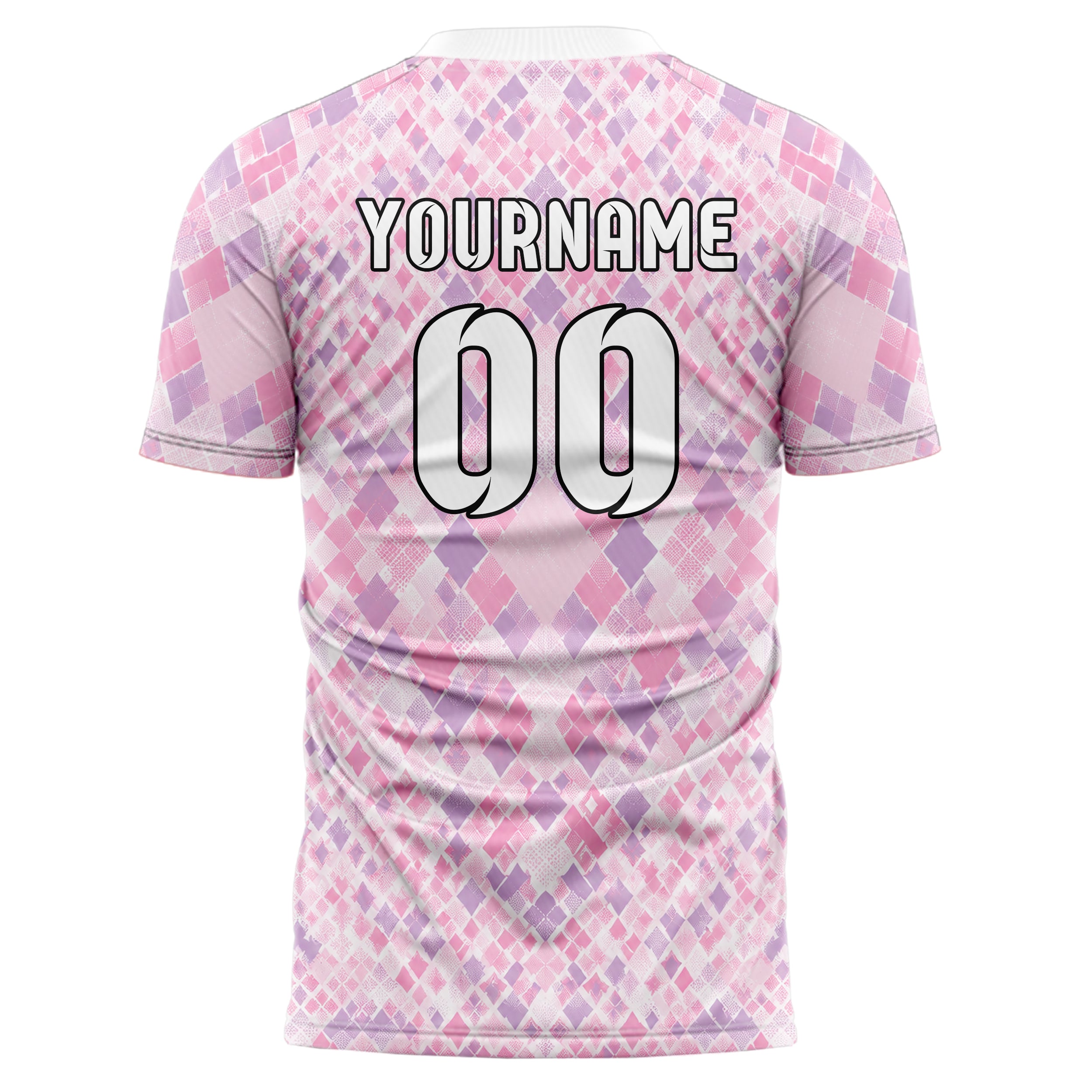 Hellrosa pastelliges Rauten diagonale Tessellation Design 01-0234 individuelles Fußballtrikot back