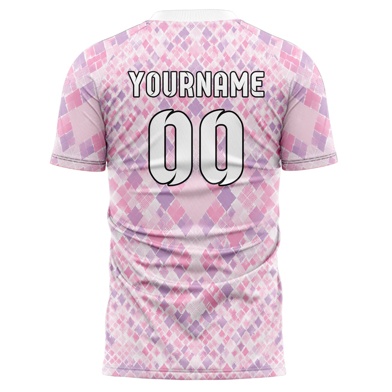 Hellrosa pastelliges Rauten diagonale Tessellation Design 01-0234 individuelles Fußballtrikot back
