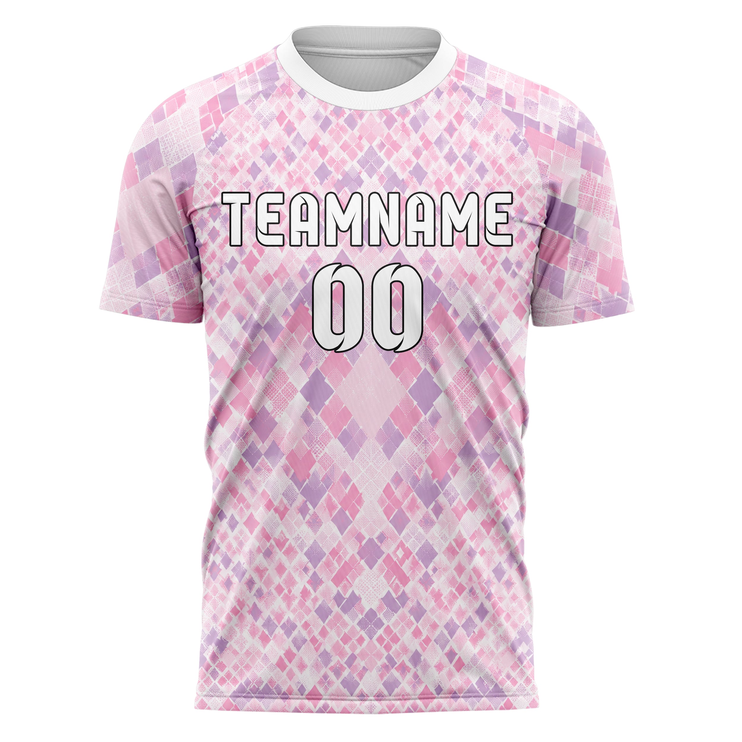 Hellrosa pastelliges Rauten diagonale Tessellation Design 01-0234 individuelles Fußballtrikot front