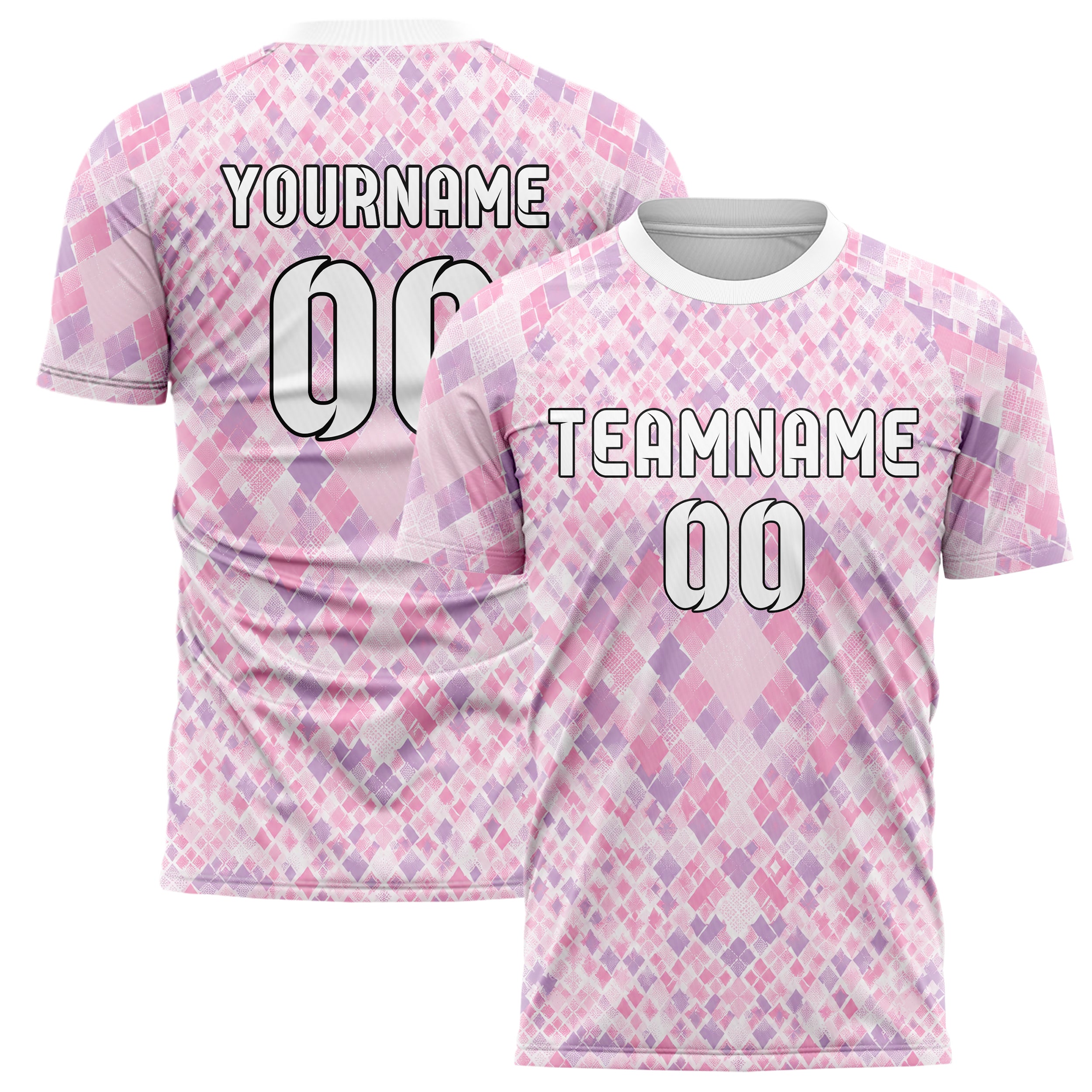 Hellrosa pastelliges Rauten diagonale Tessellation Design 01-0234 individuelles Fußballtrikot main