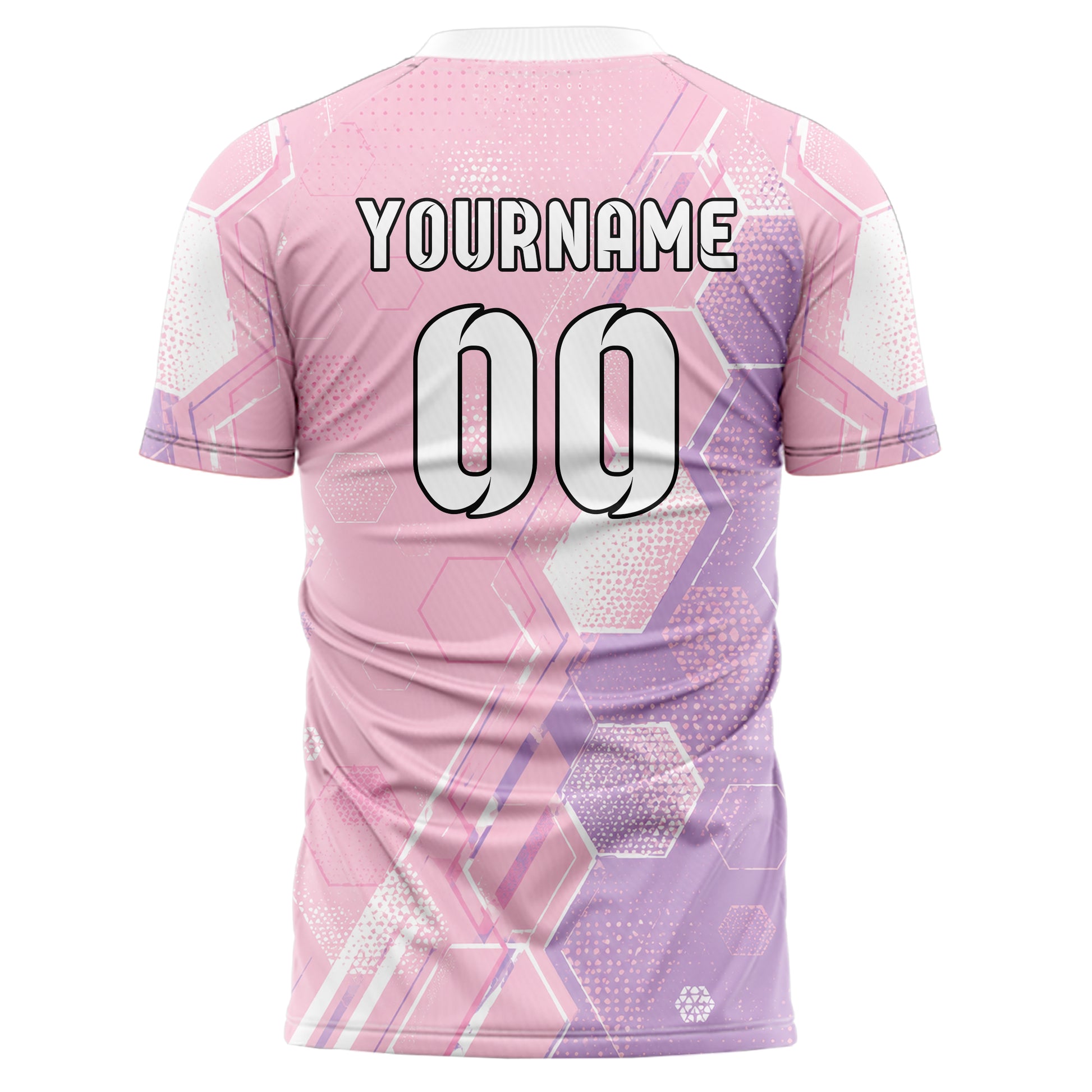 Hellrosa pastelliges Rauten hexagonale Panels Design 01-0078 individuelles Fußballtrikot back