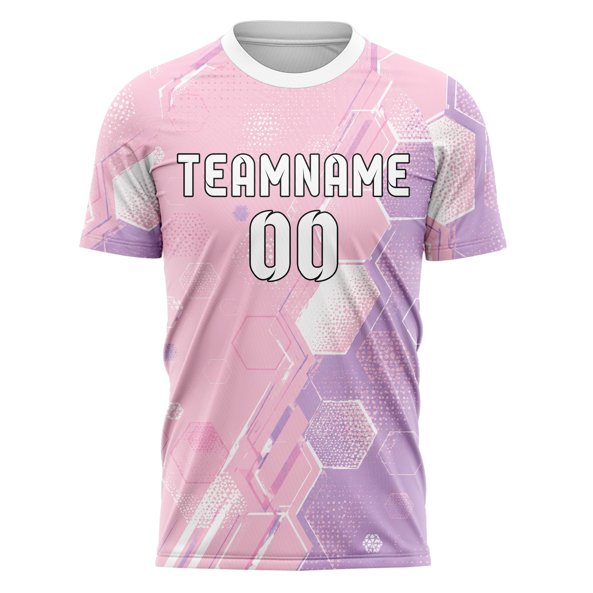 Hellrosa pastelliges Rauten hexagonale Panels Design 01-0078 individuelles Fußballtrikot front