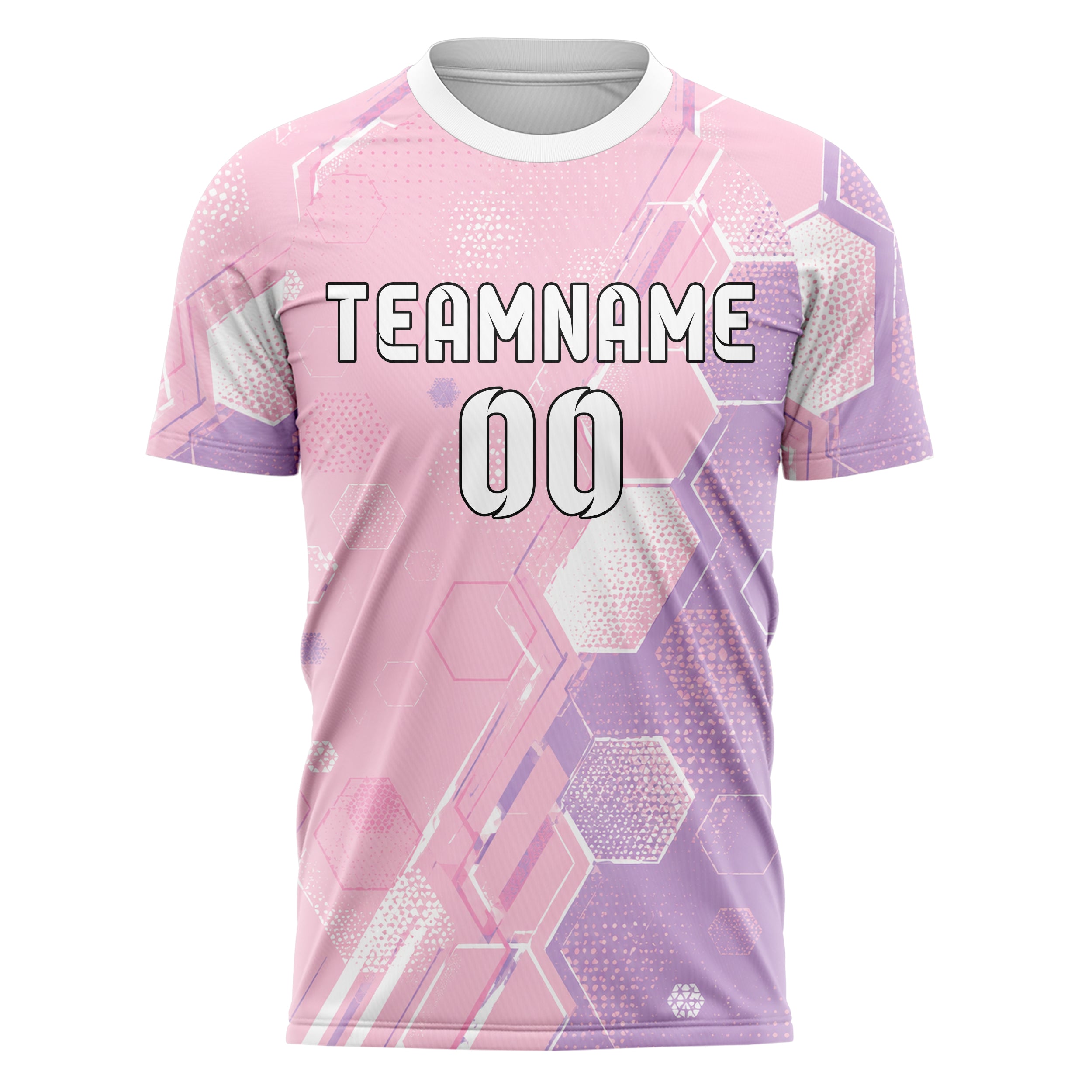 Hellrosa pastelliges Rauten hexagonale Panels Design 01-0078 individuelles Fußballtrikot front