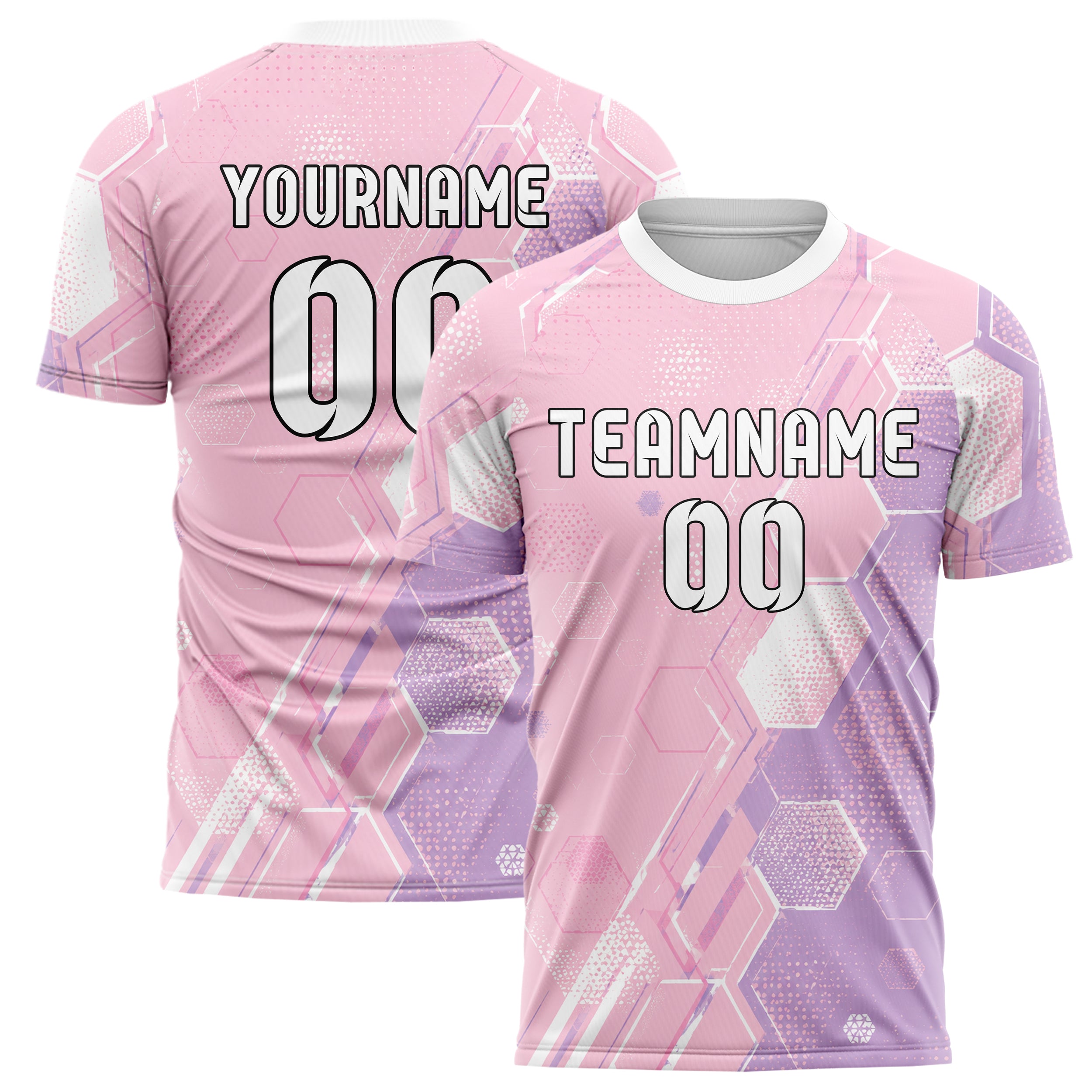Hellrosa pastelliges Rauten hexagonale Panels Design 01-0078 individuelles Fußballtrikot main