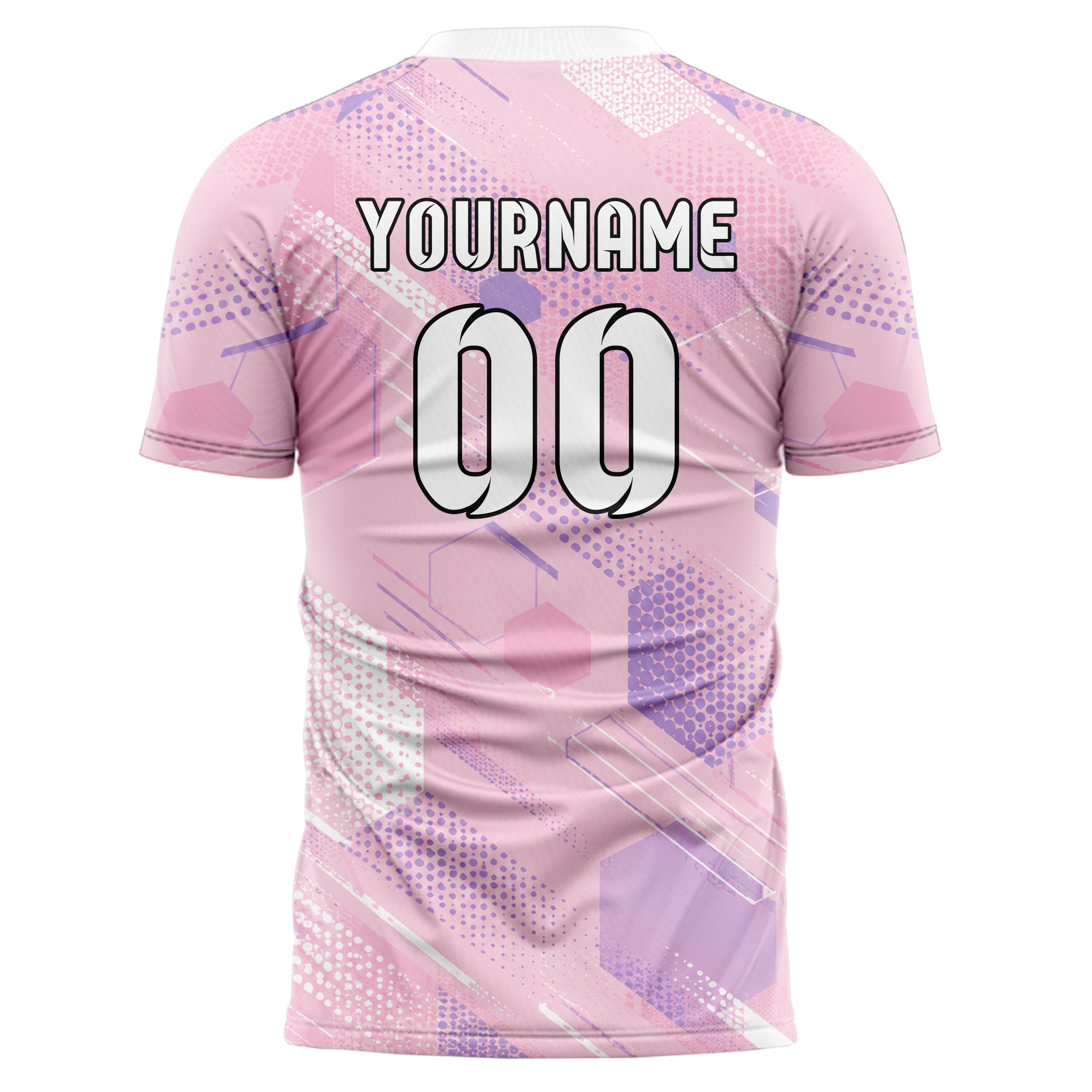 Hellrosa pastelliges Rauten hexagonale Panels Design 01-0318 individuelles Fußballtrikot back