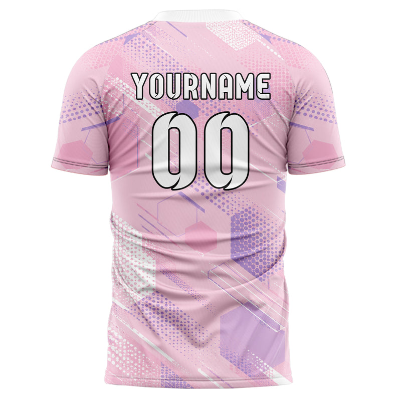 Hellrosa pastelliges Rauten hexagonale Panels Design 01-0318 individuelles Fußballtrikot back