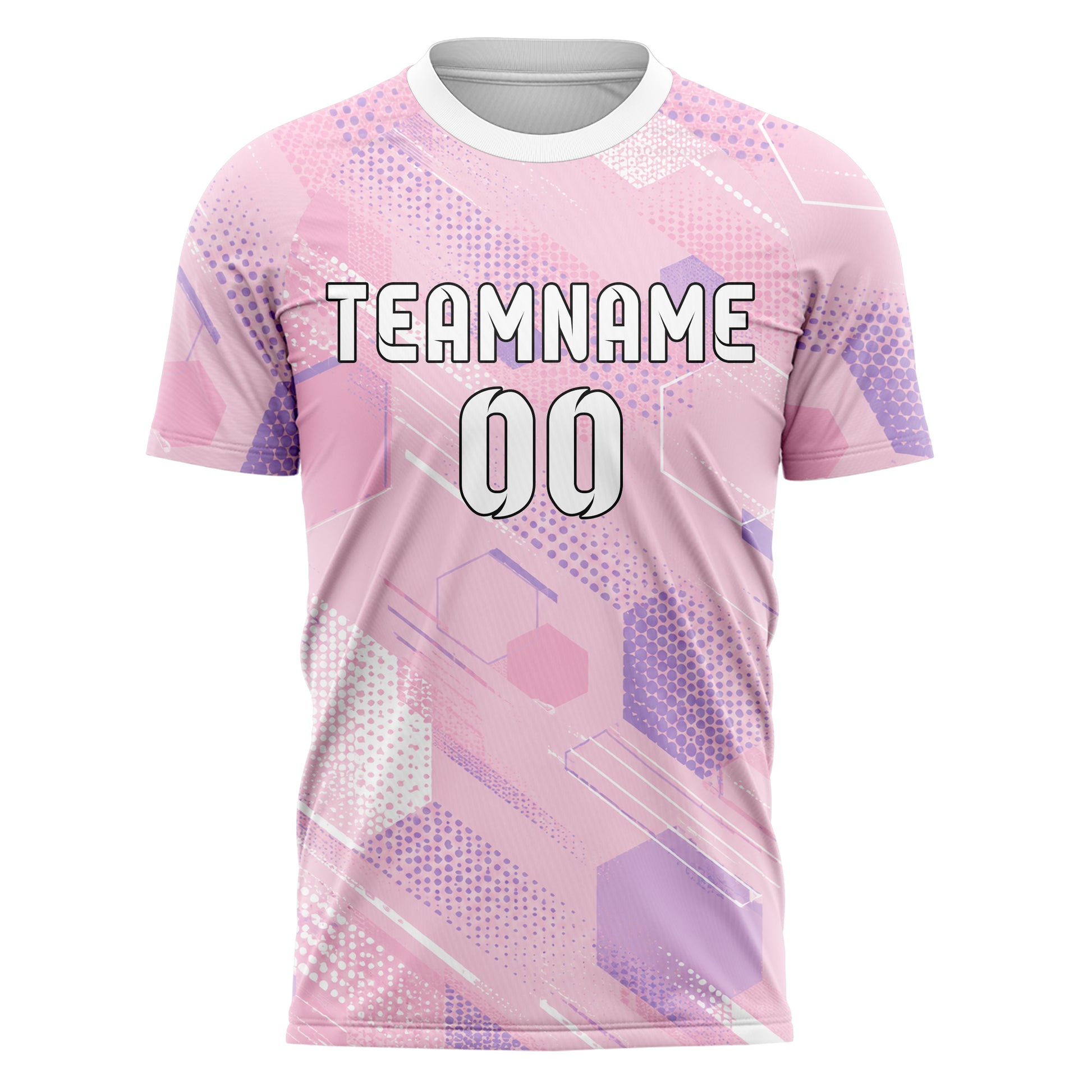 Hellrosa pastelliges Rauten hexagonale Panels Design 01-0318 individuelles Fußballtrikot front