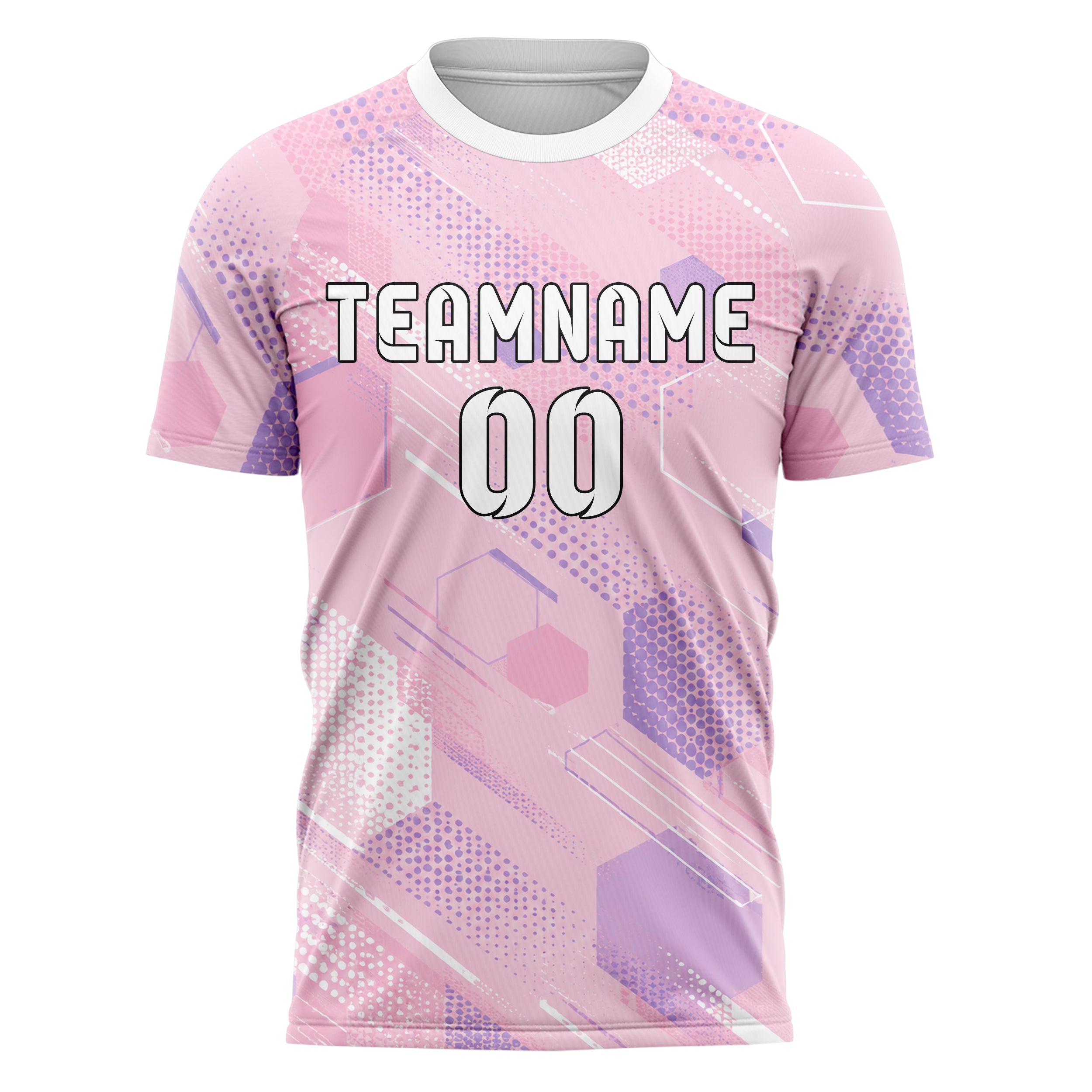 Hellrosa pastelliges Rauten hexagonale Panels Design 01-0318 individuelles Fußballtrikot front