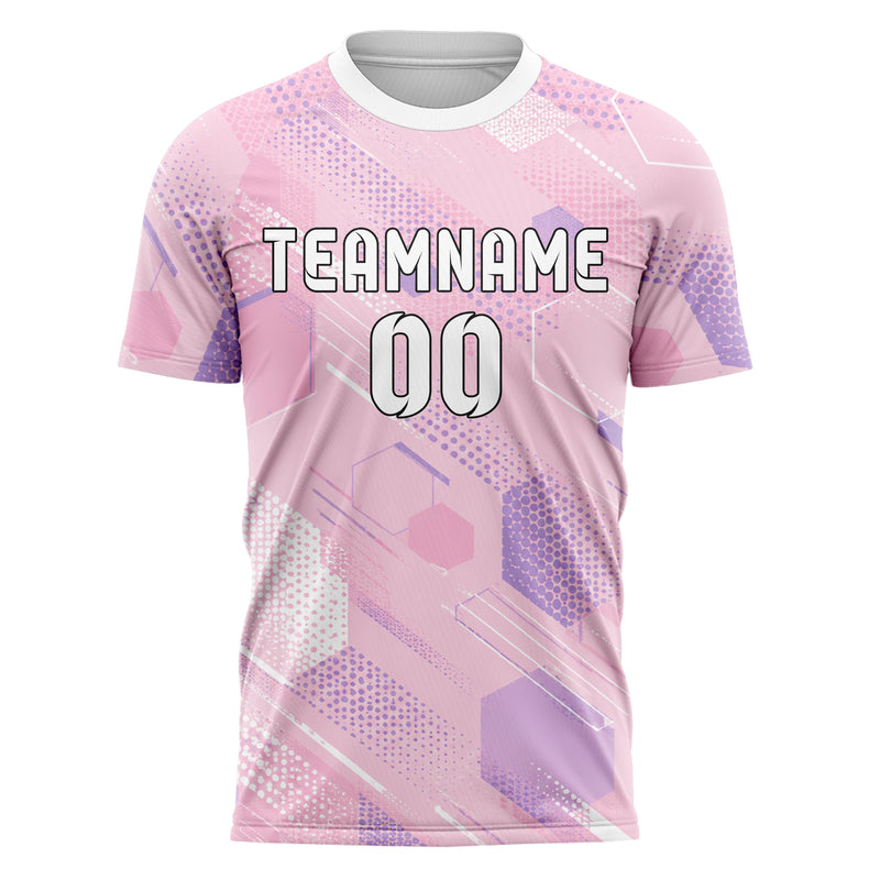Hellrosa pastelliges Rauten hexagonale Panels Design 01-0318 individuelles Fußballtrikot front