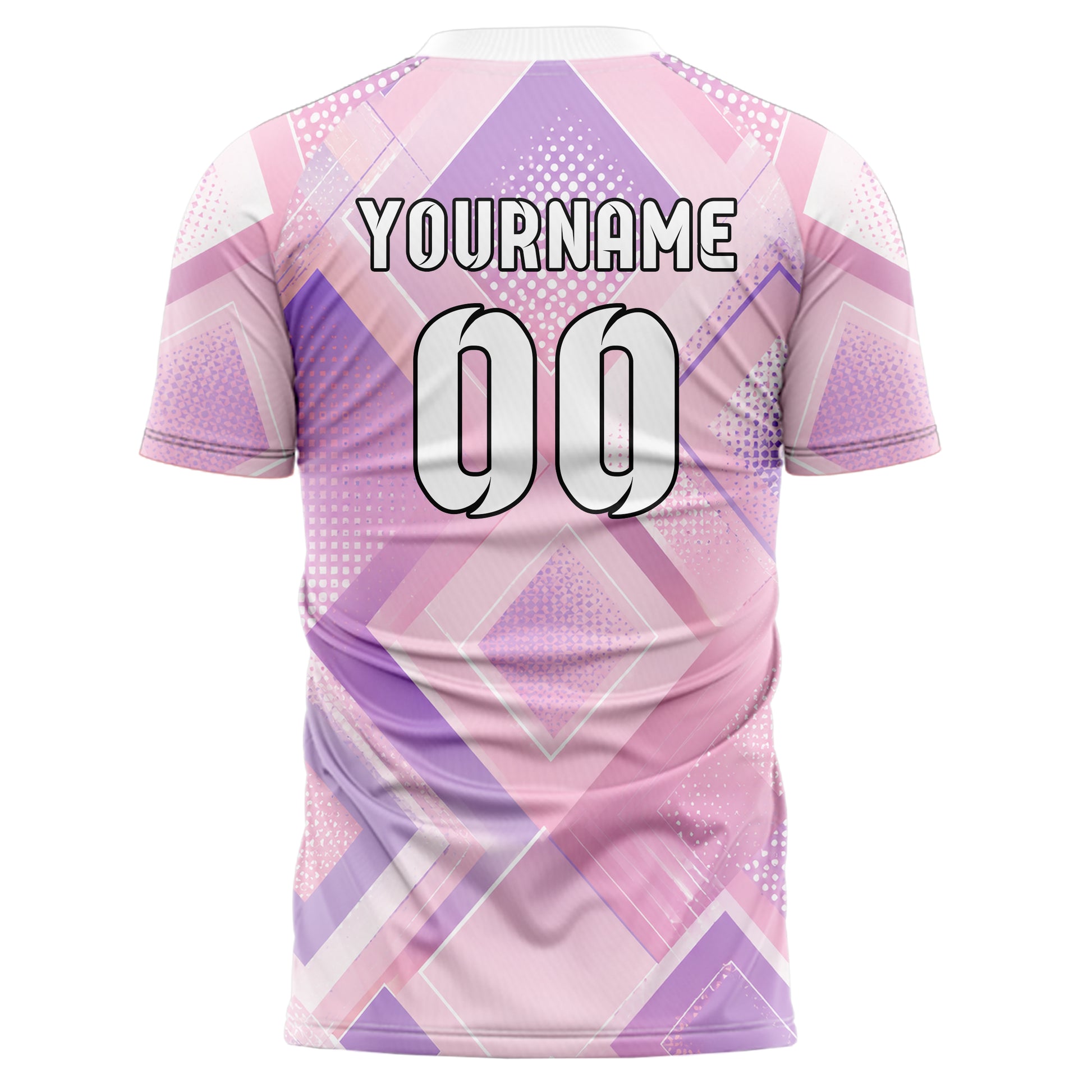 Hellrosa pastelliges Rauten Layered 3D Rhombus Design 01-0123 individuelles Fußballtrikot back
