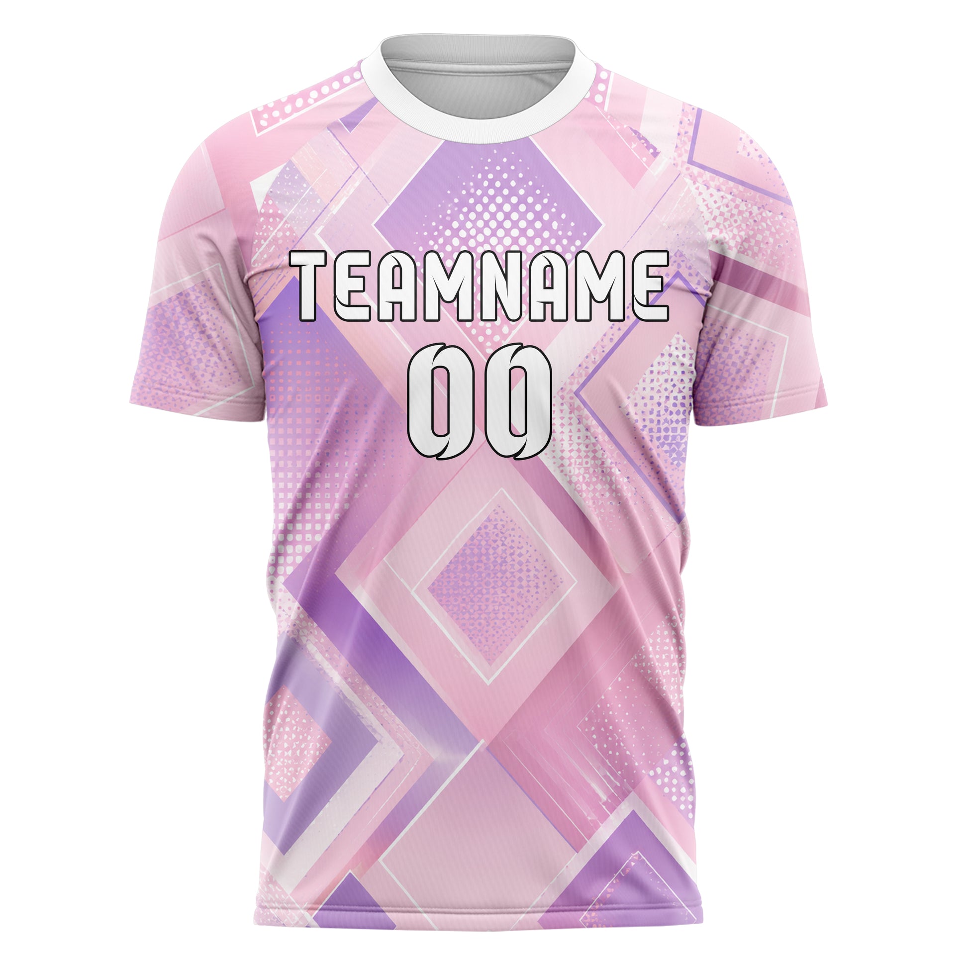 Hellrosa pastelliges Rauten Layered 3D Rhombus Design 01-0123 individuelles Fußballtrikot front