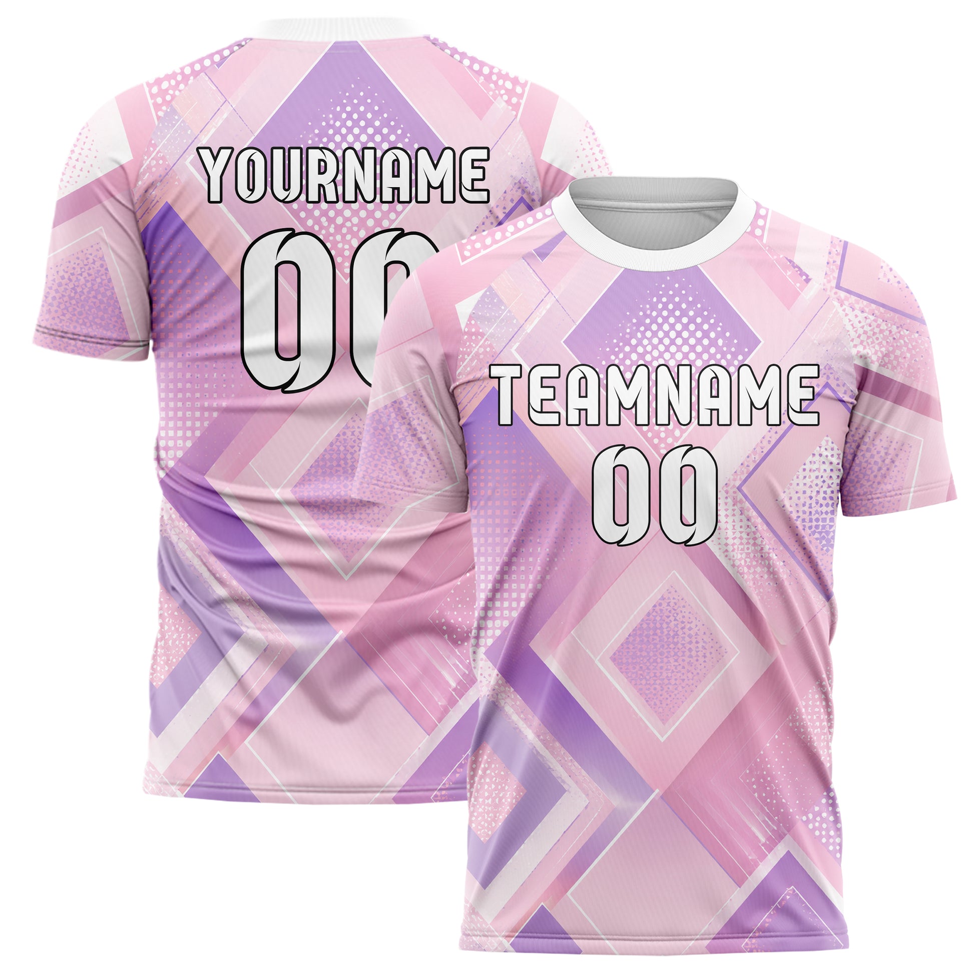 Hellrosa pastelliges Rauten Layered 3D Rhombus Design 01-0123 individuelles Fußballtrikot main