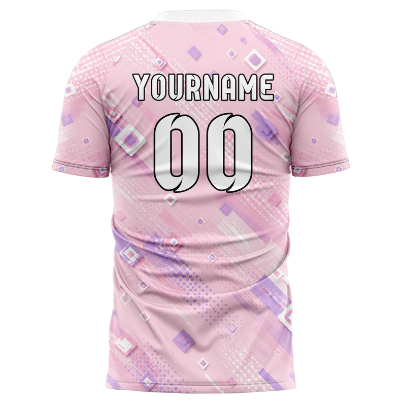 Hellrosa pastelliges Rauten Layered 3D Rhombus Design 01-0435 individuelles Fußballtrikot back