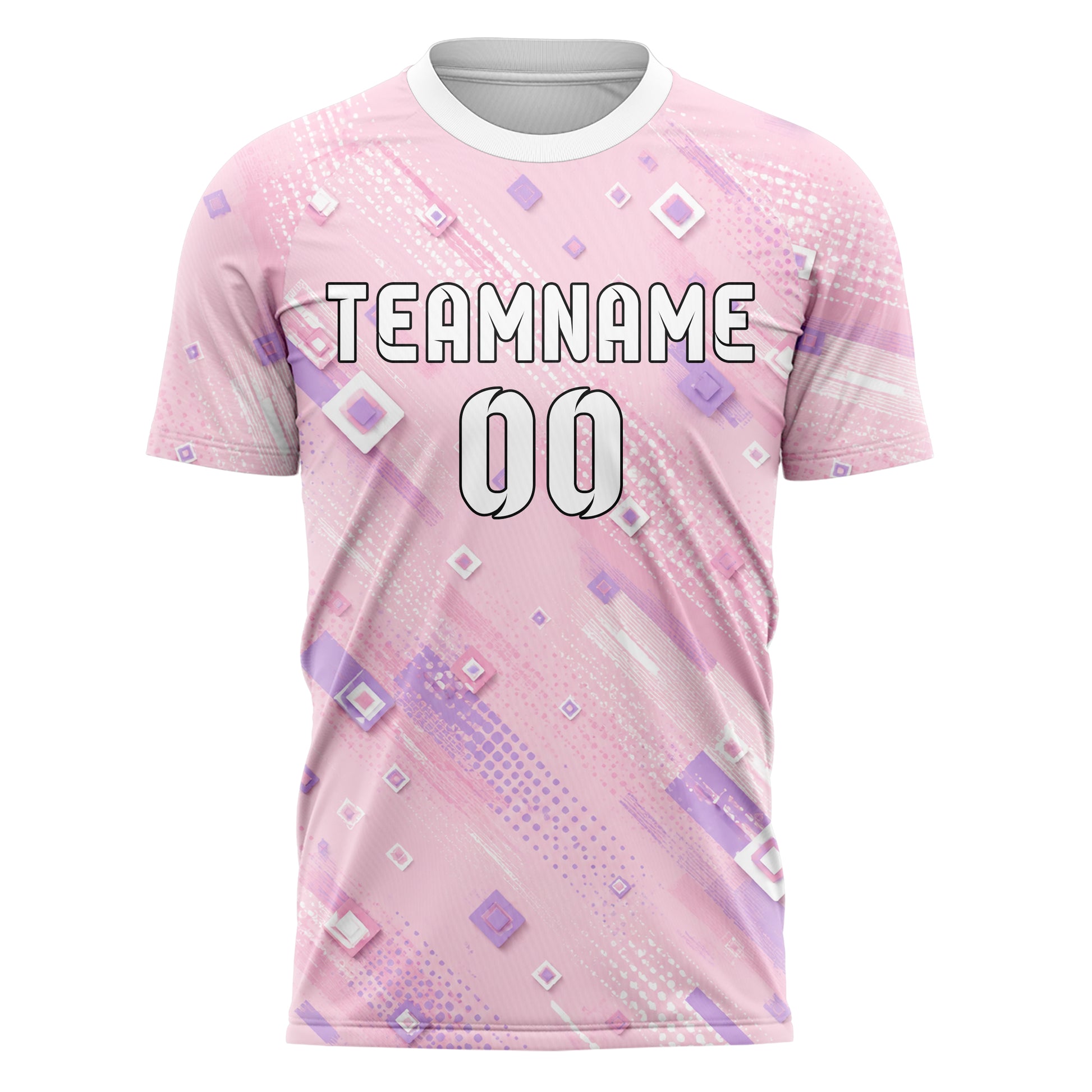 Hellrosa pastelliges Rauten Layered 3D Rhombus Design 01-0435 individuelles Fußballtrikot front