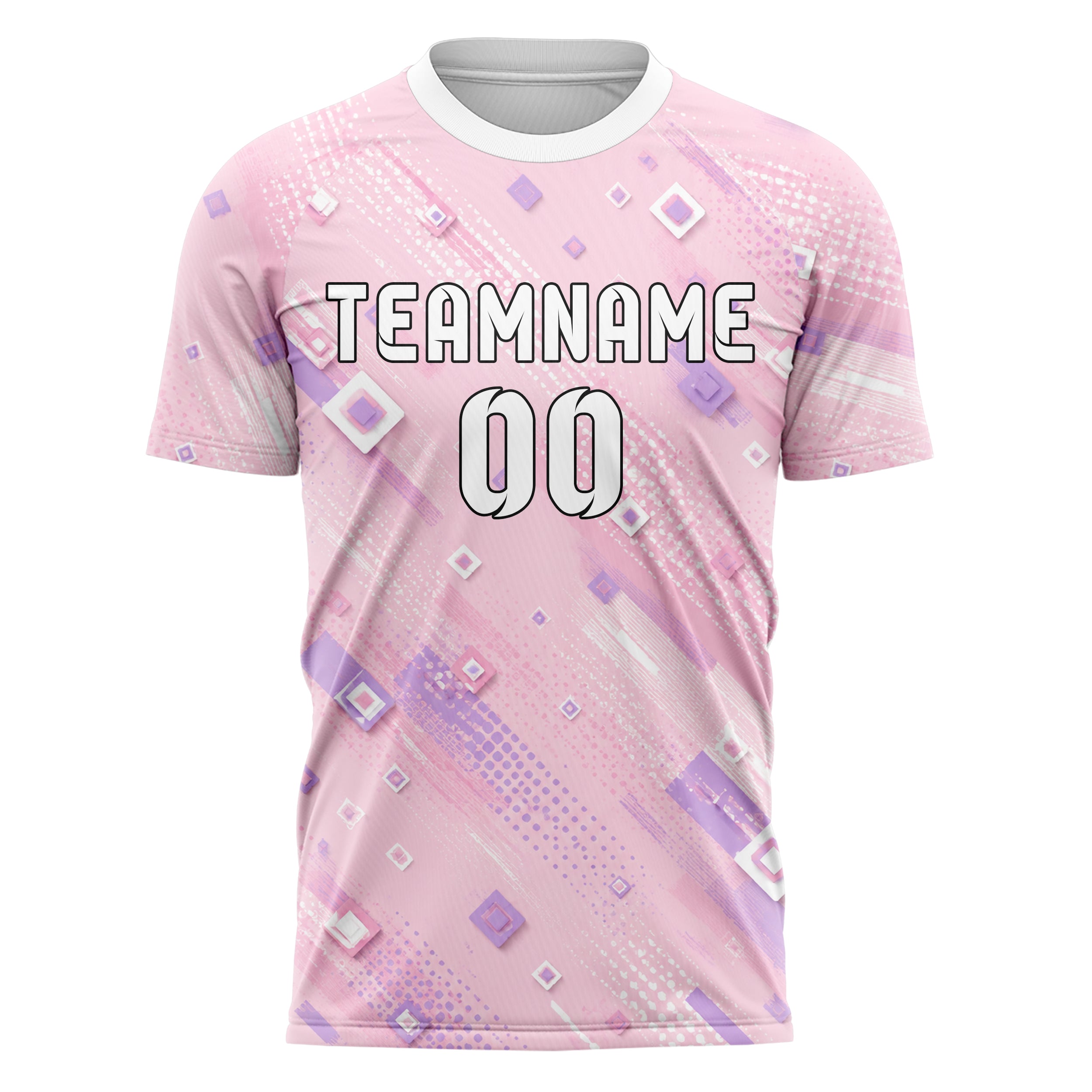 Hellrosa pastelliges Rauten Layered 3D Rhombus Design 01-0435 individuelles Fußballtrikot front