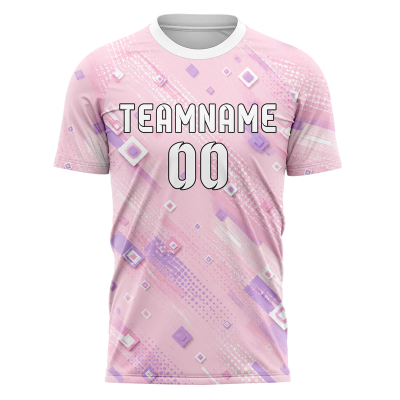 Hellrosa pastelliges Rauten Layered 3D Rhombus Design 01-0435 individuelles Fußballtrikot front