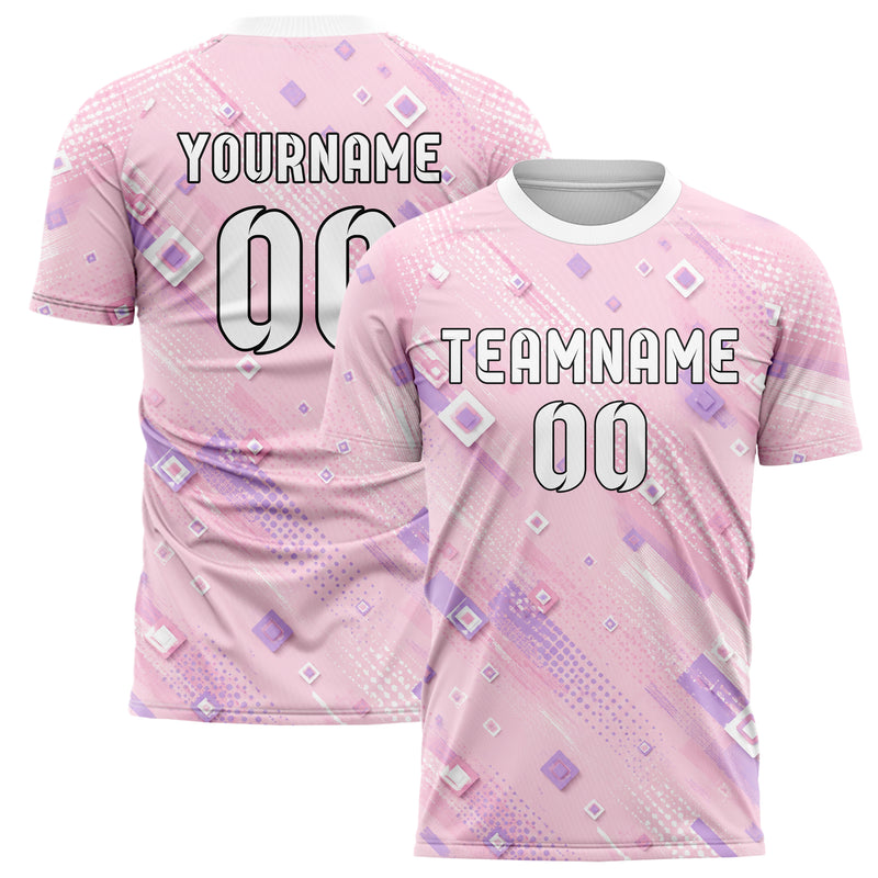 Hellrosa pastelliges Rauten Layered 3D Rhombus Design 01-0435 individuelles Fußballtrikot main