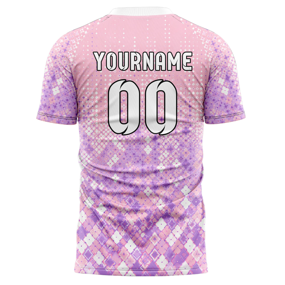 Hellrosa pastelliges Rauten Micro to Macro Gradient Design 01-0084 individuelles Fußballtrikot back