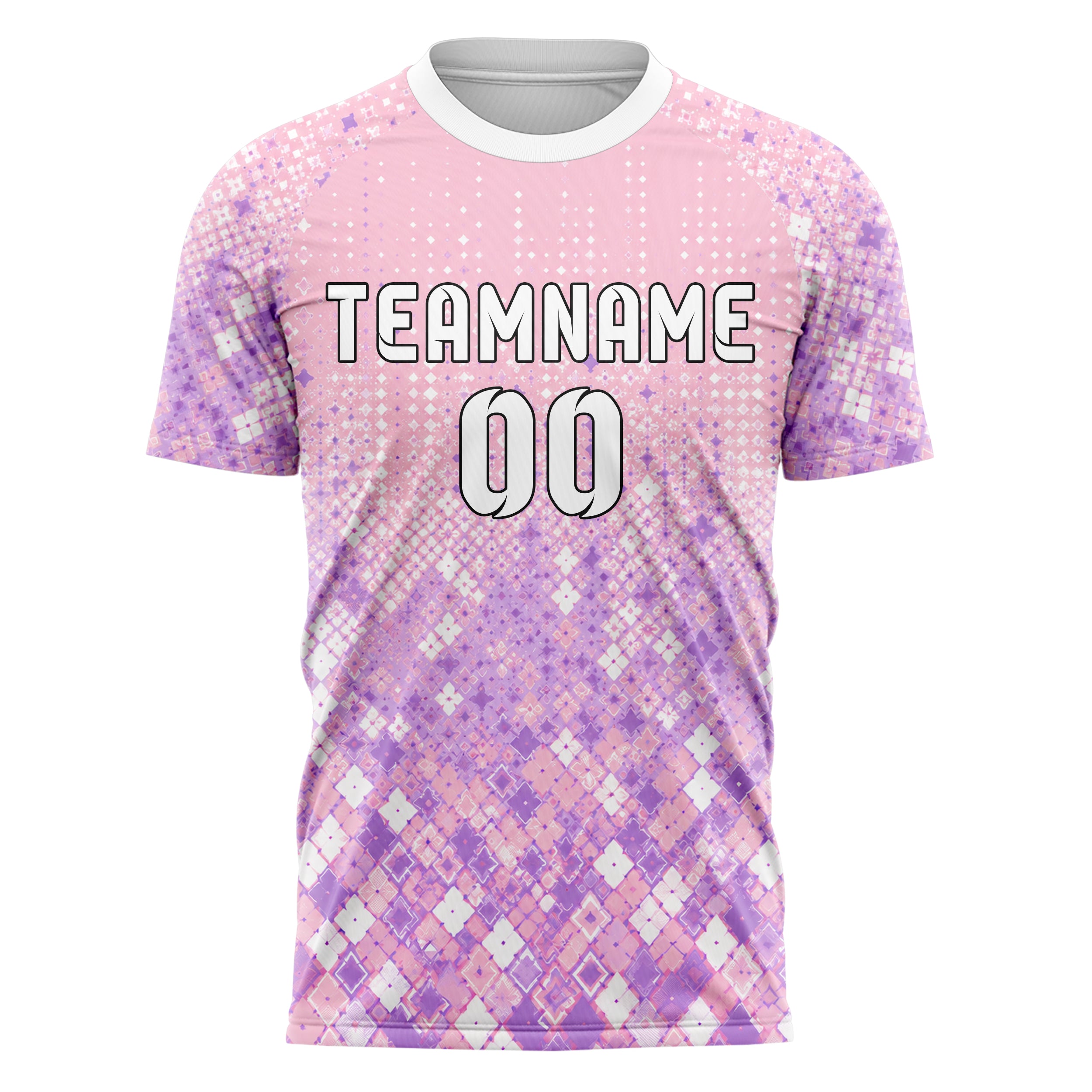 Hellrosa pastelliges Rauten Micro to Macro Gradient Design 01-0084 individuelles Fußballtrikot front