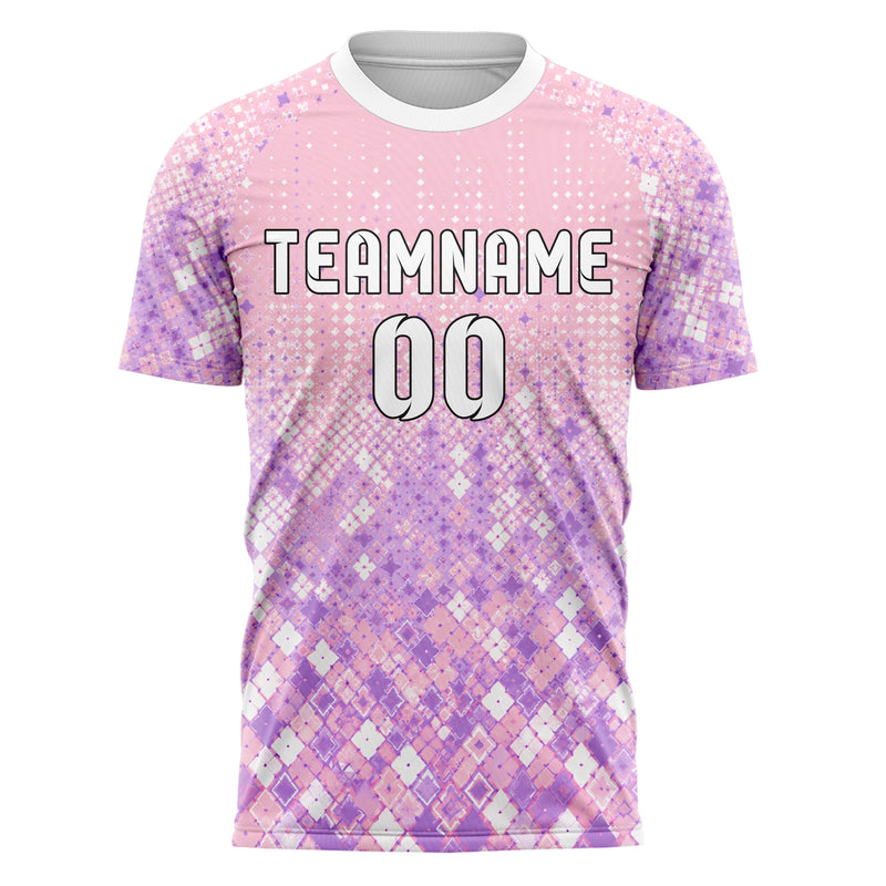 Hellrosa pastelliges Rauten Micro to Macro Gradient Design 01-0084 individuelles Fußballtrikot front