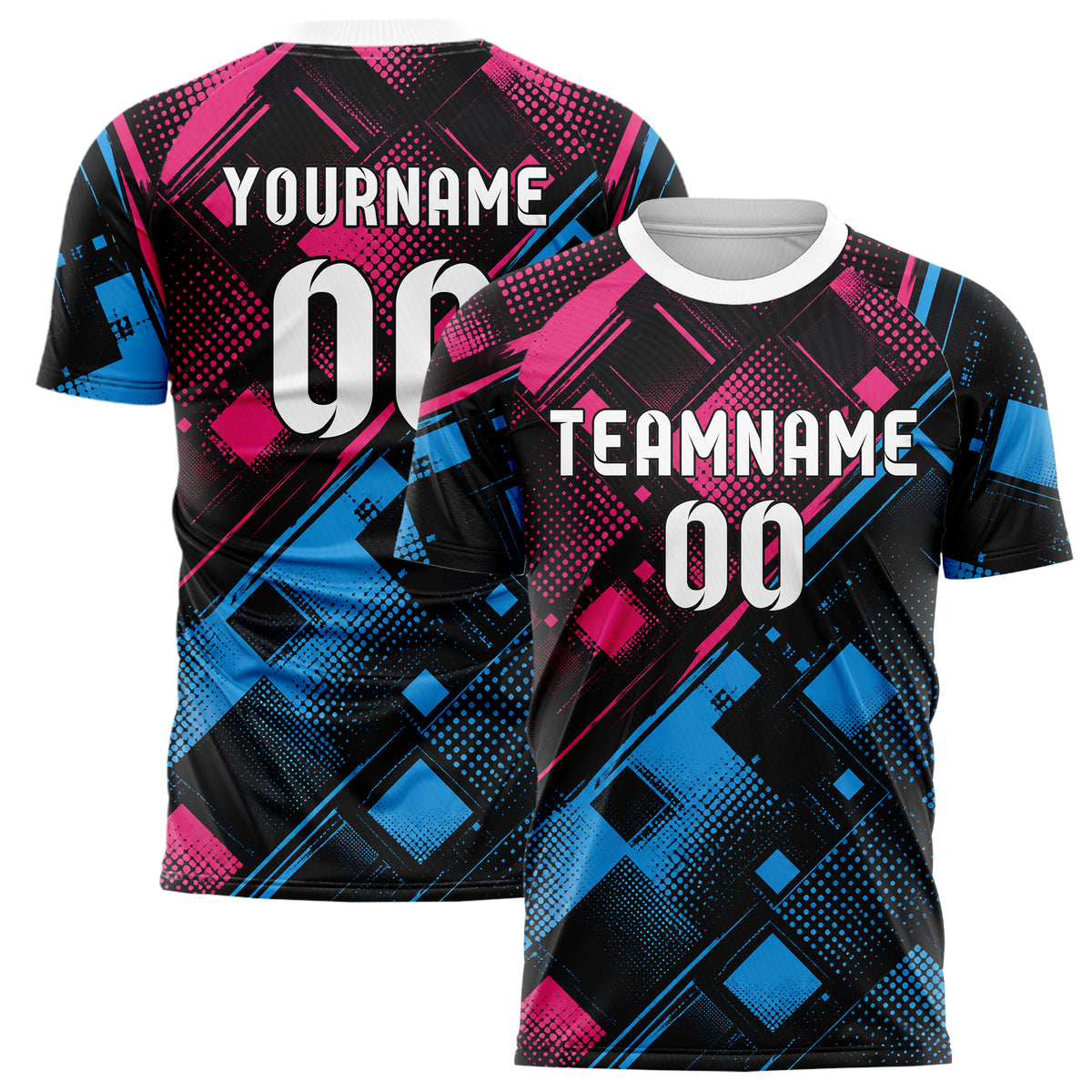 Schwarz lebendiges Rauten diagonale Tessellation Design 01-0026 individuelles Fußballtrikot main