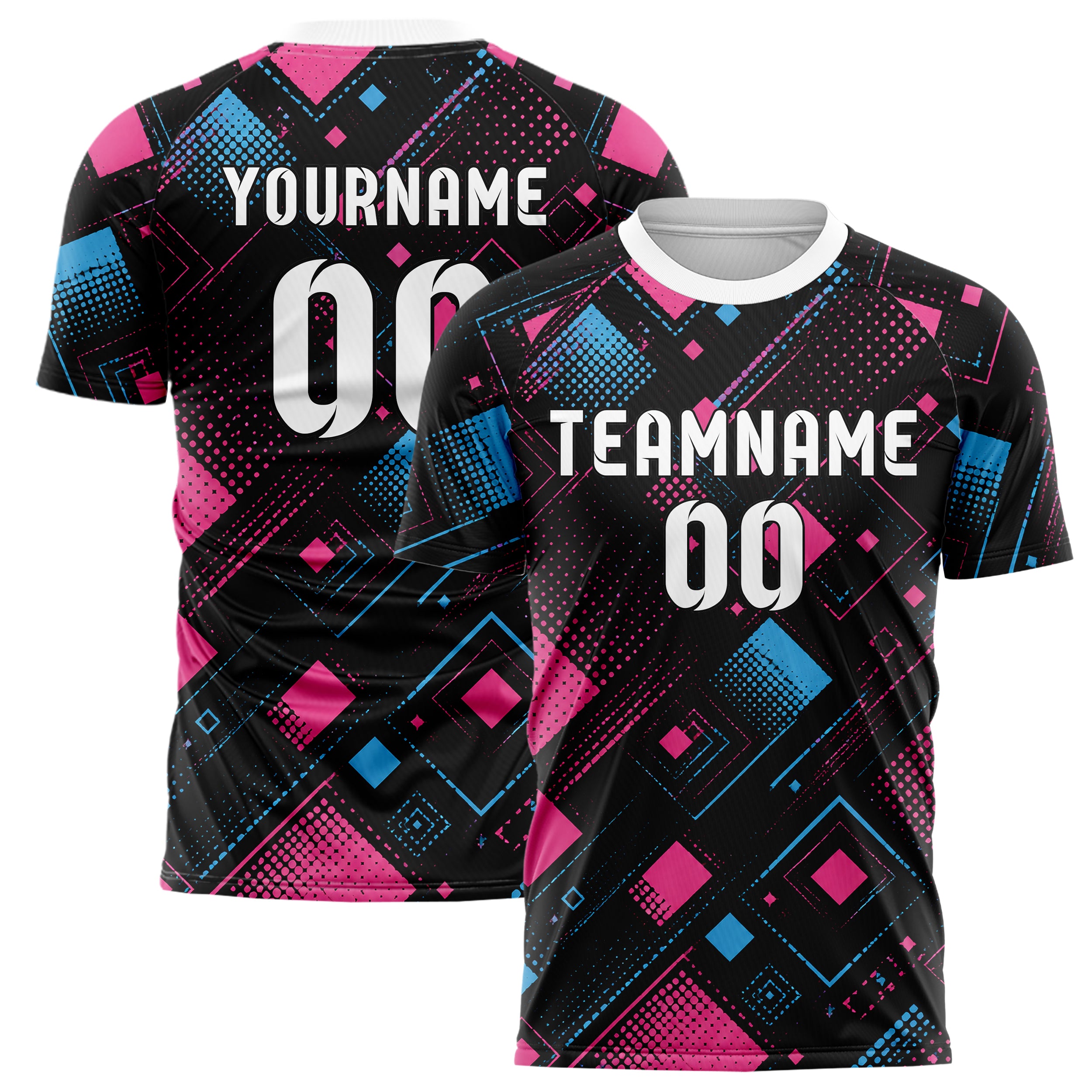 Schwarz lebendiges Rauten diagonale Tessellation Design 01-0098 individuelles Fußballtrikot main