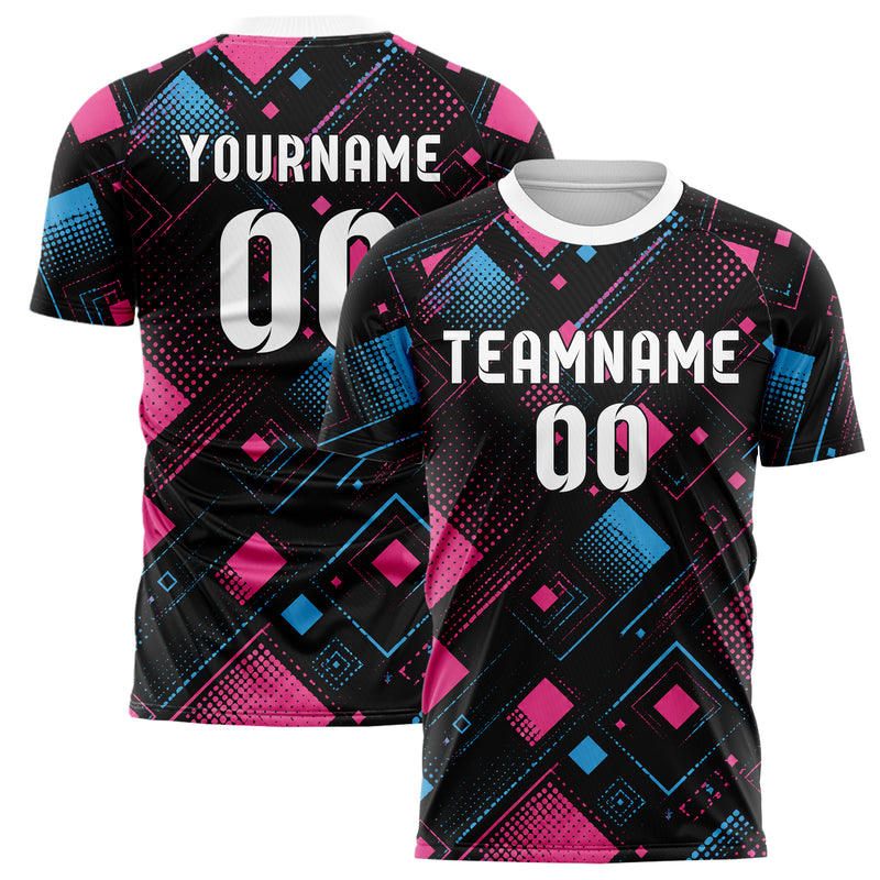 Schwarz lebendiges Rauten diagonale Tessellation Design 01-0098 individuelles Fußballtrikot main
