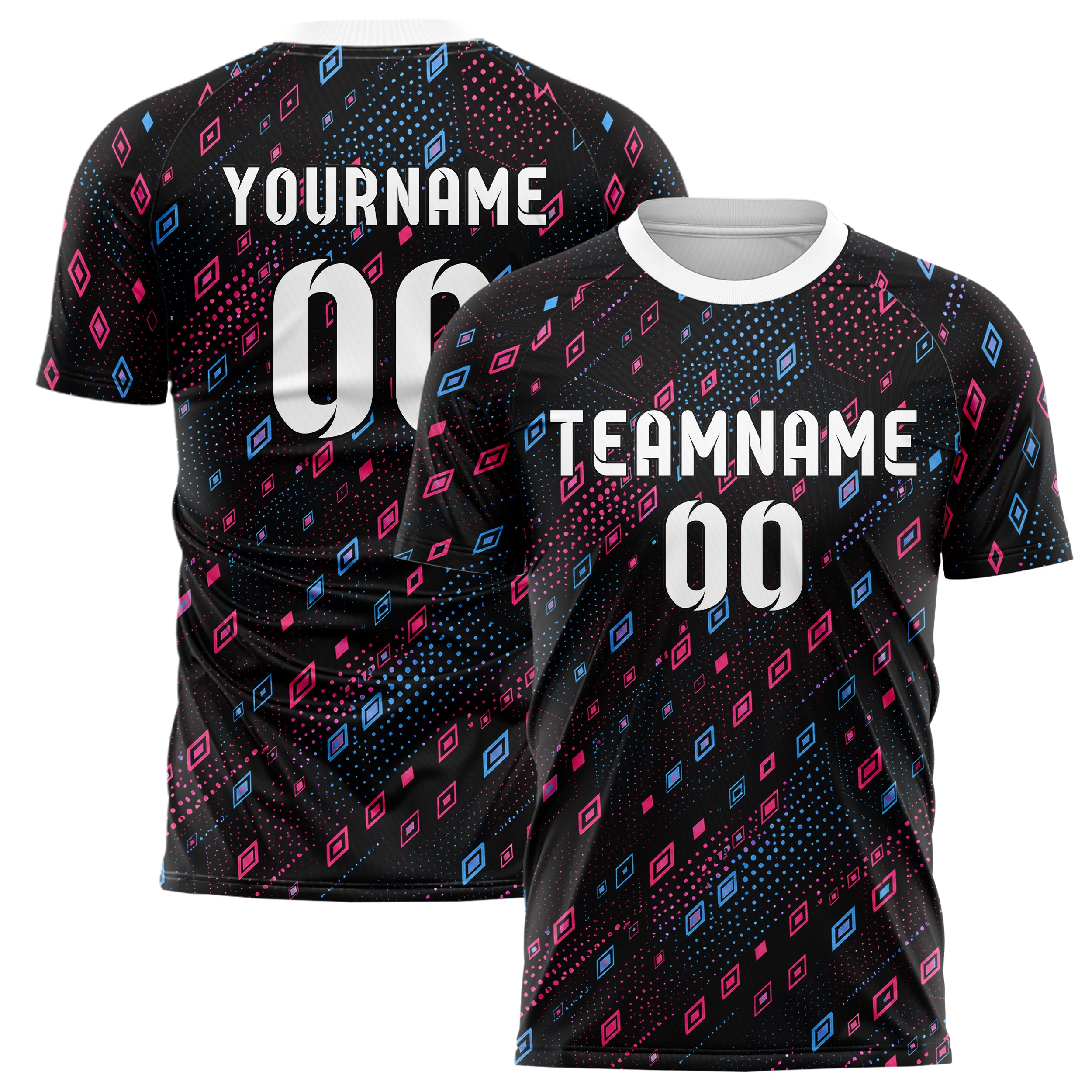 Schwarz lebendiges Rauten diagonale Tessellation Design 01-0434 individuelles Fußballtrikot main