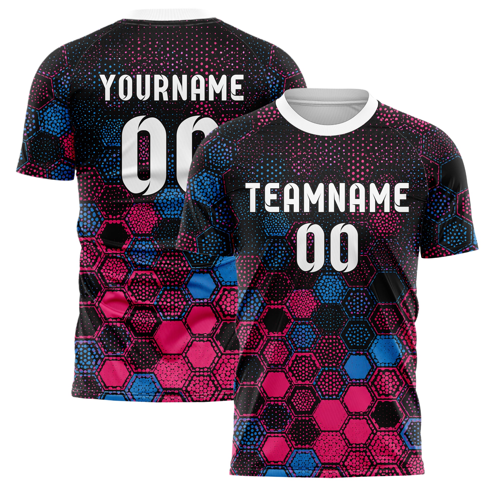 Schwarz lebendiges Rauten hexagonale Panels Design 01-0014 individuelles Fußballtrikot main