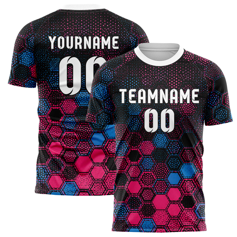 Schwarz lebendiges Rauten hexagonale Panels Design 01-0014 individuelles Fußballtrikot main