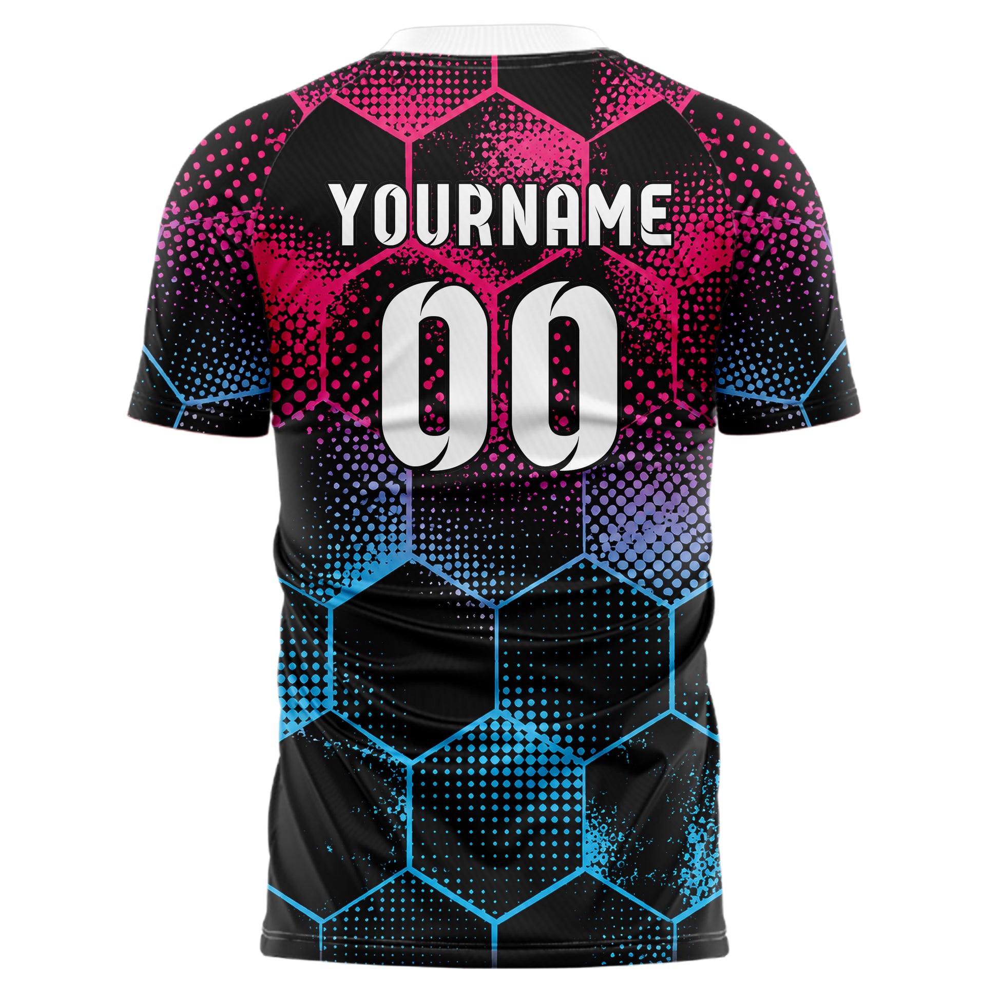Schwarz lebendiges Rauten hexagonale Panels Design 01-0206 individuelles Fußballtrikot back