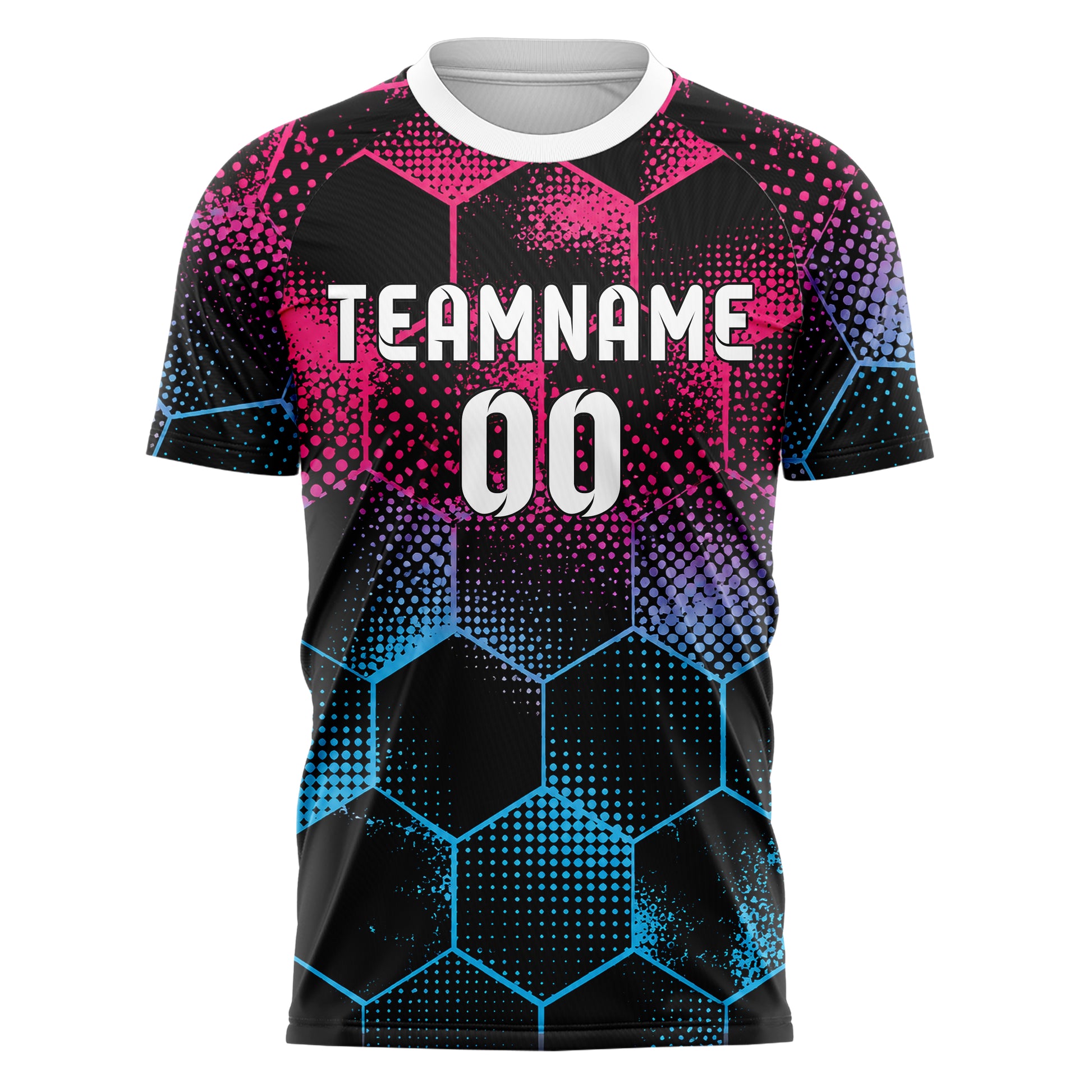 Schwarz lebendiges Rauten hexagonale Panels Design 01-0206 individuelles Fußballtrikot front