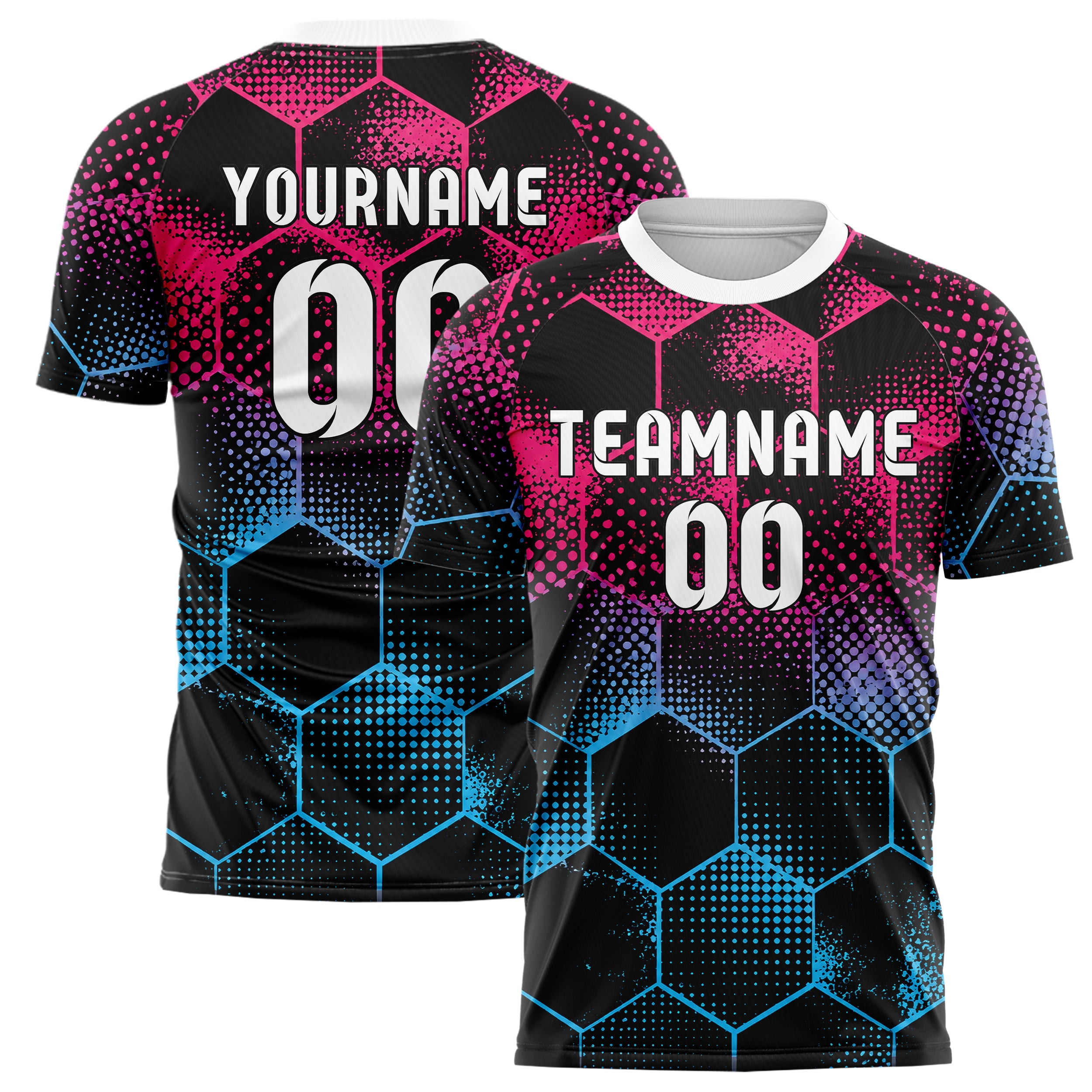 Schwarz lebendiges Rauten hexagonale Panels Design 01-0206 individuelles Fußballtrikot main
