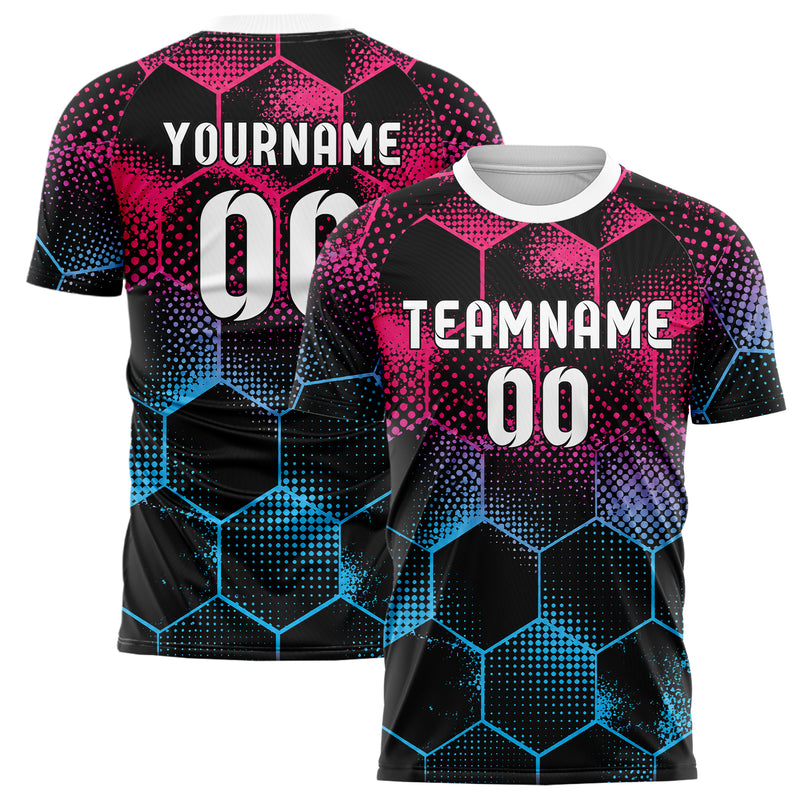 Schwarz lebendiges Rauten hexagonale Panels Design 01-0206 individuelles Fußballtrikot main