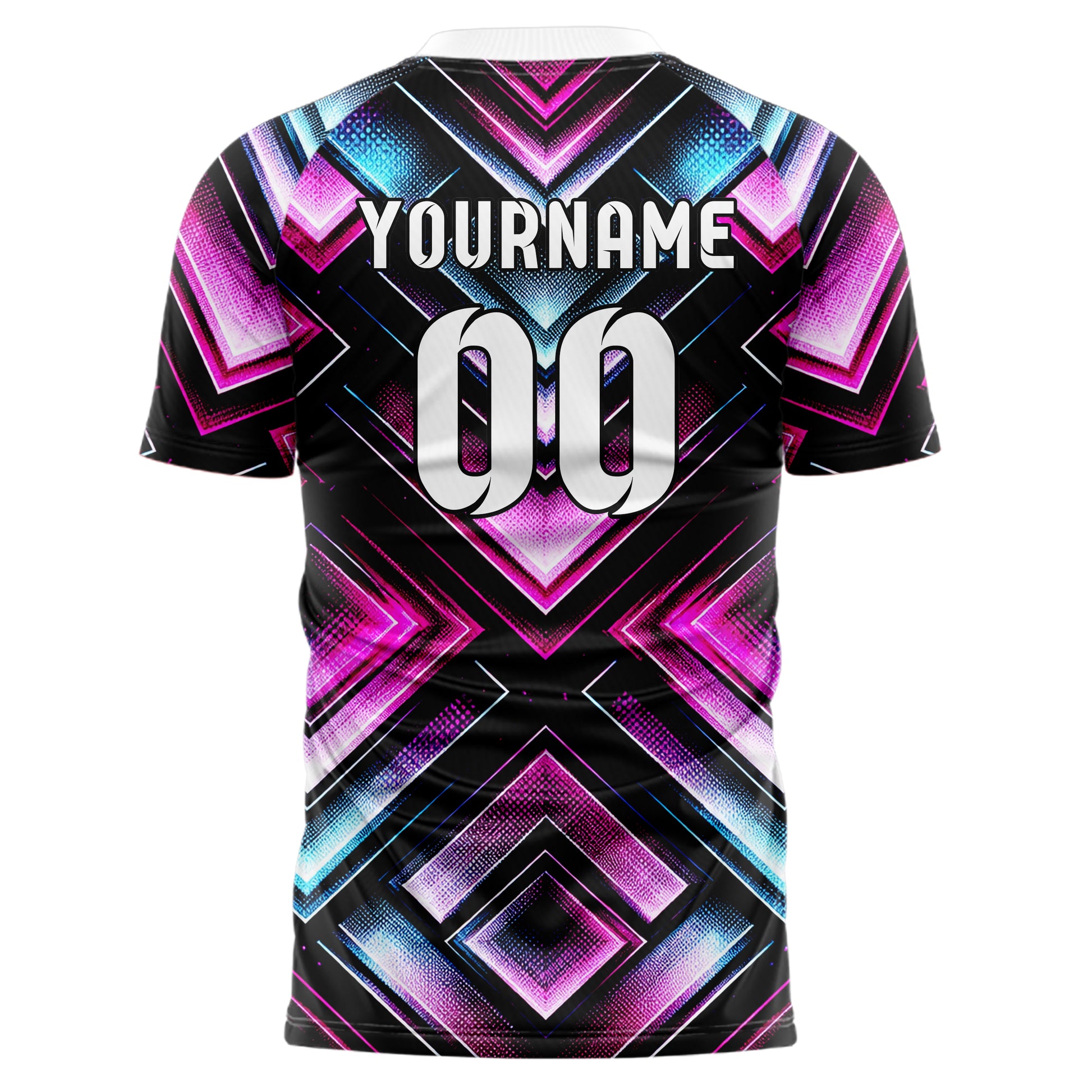 Schwarz lebendiges Rauten Layered 3D Rhombus Design 01-0371 individuelles Fußballtrikot back
