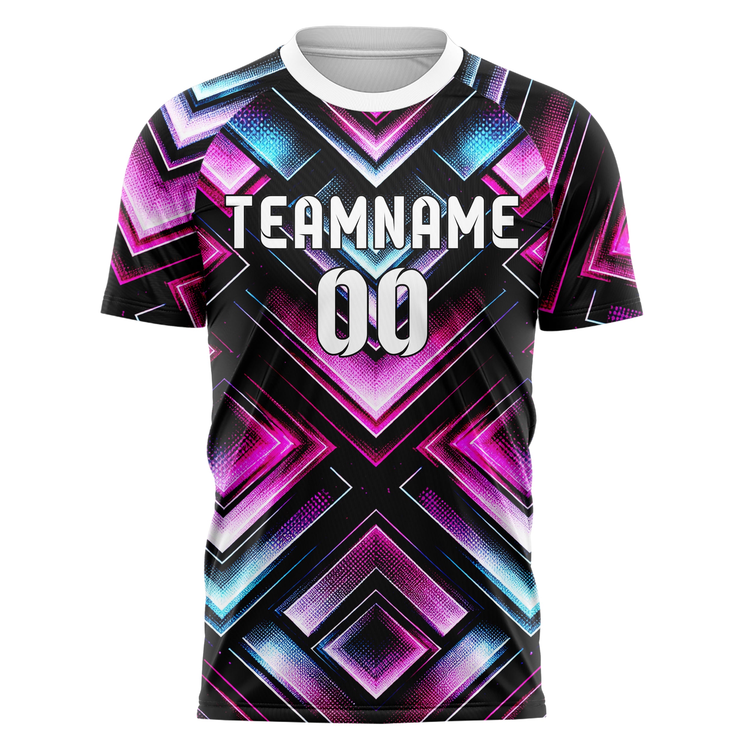 Schwarz lebendiges Rauten Layered 3D Rhombus Design 01-0371 individuelles Fußballtrikot front