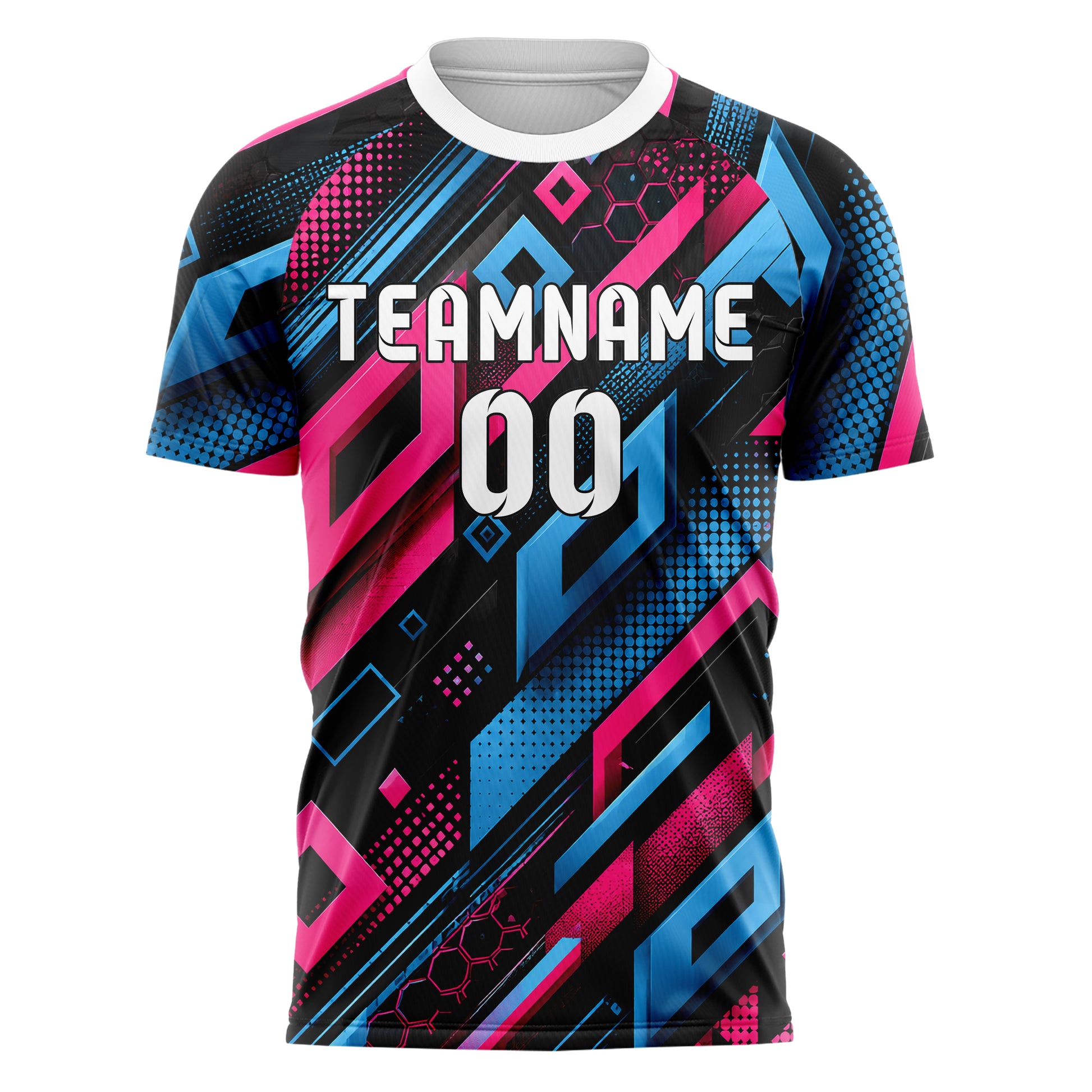 Schwarz lebendiges Rauten Layered 3D Rhombus Design 01-0491 individuelles Fußballtrikot front