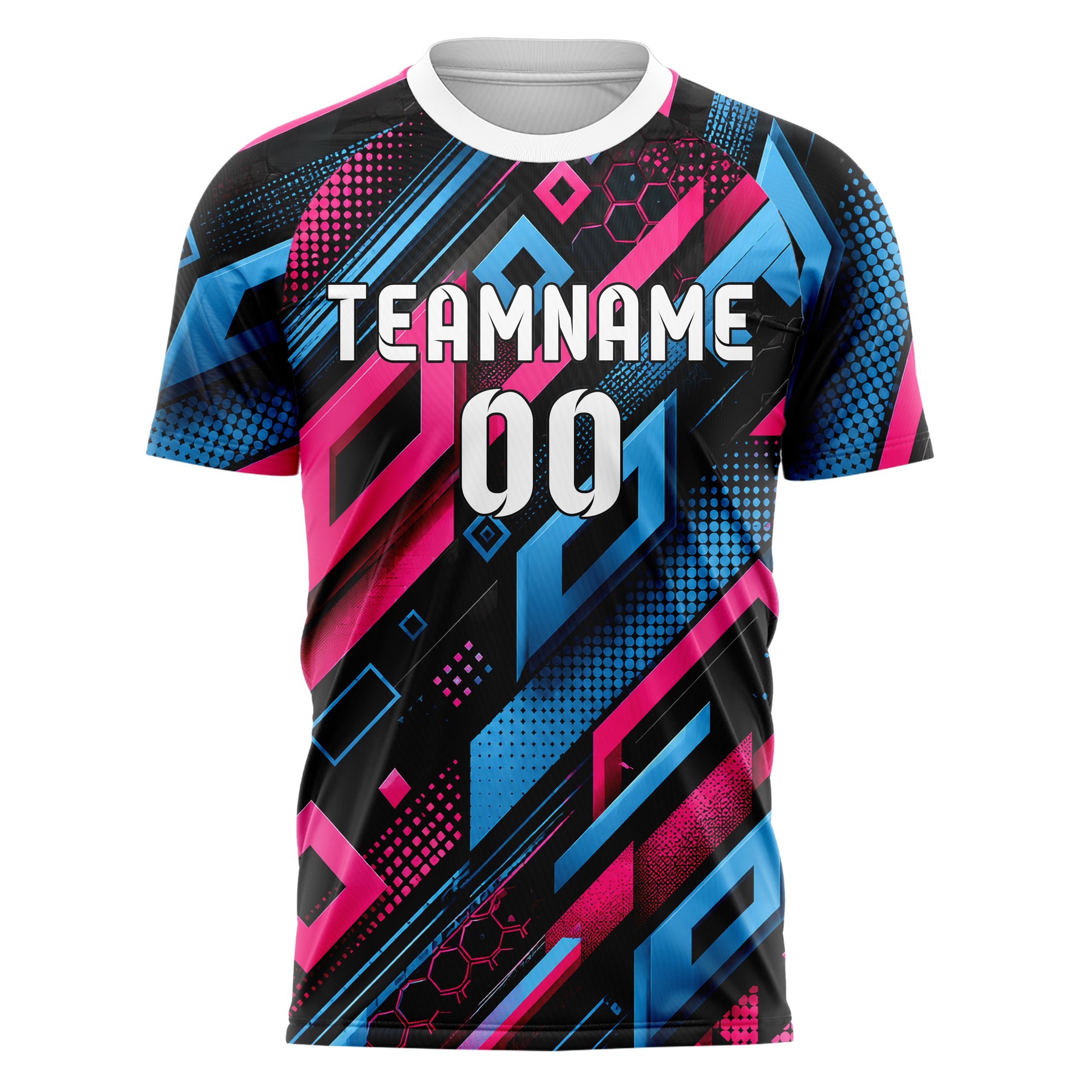 Schwarz lebendiges Rauten Layered 3D Rhombus Design 01-0491 individuelles Fußballtrikot front