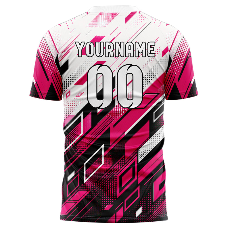 Hot Pink lebendiges Rauten dichter Verlauf von unten Design 01-0391 individuelles Fußballtrikot back