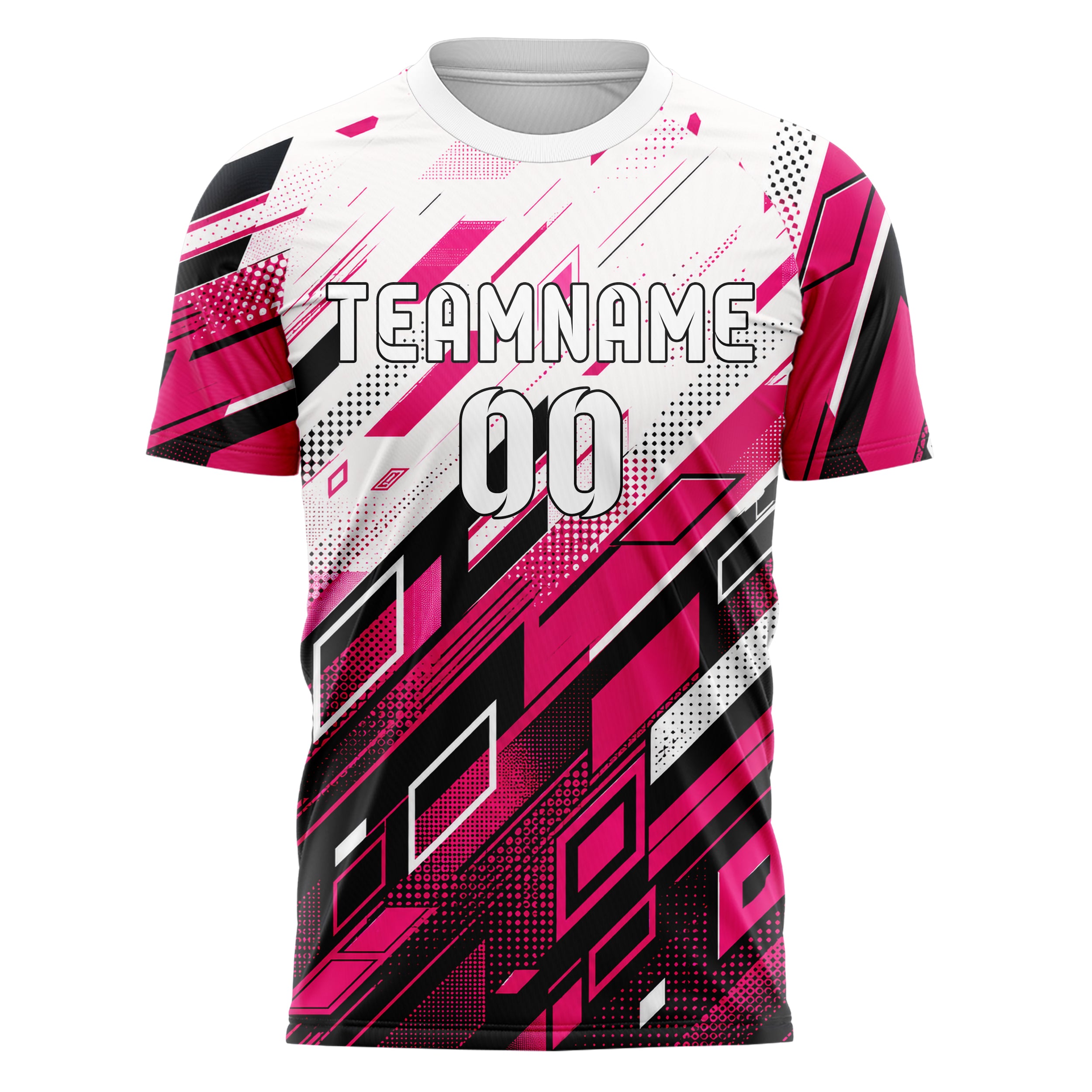 Hot Pink lebendiges Rauten dichter Verlauf von unten Design 01-0391 individuelles Fußballtrikot front