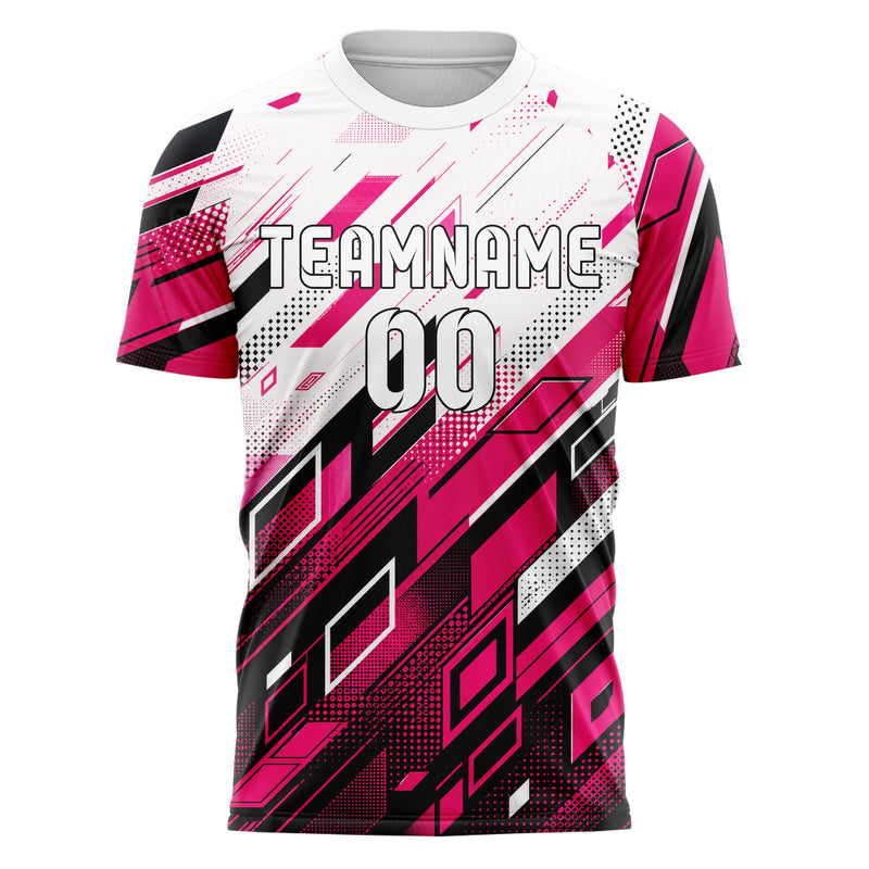 Hot Pink lebendiges Rauten dichter Verlauf von unten Design 01-0391 individuelles Fußballtrikot front