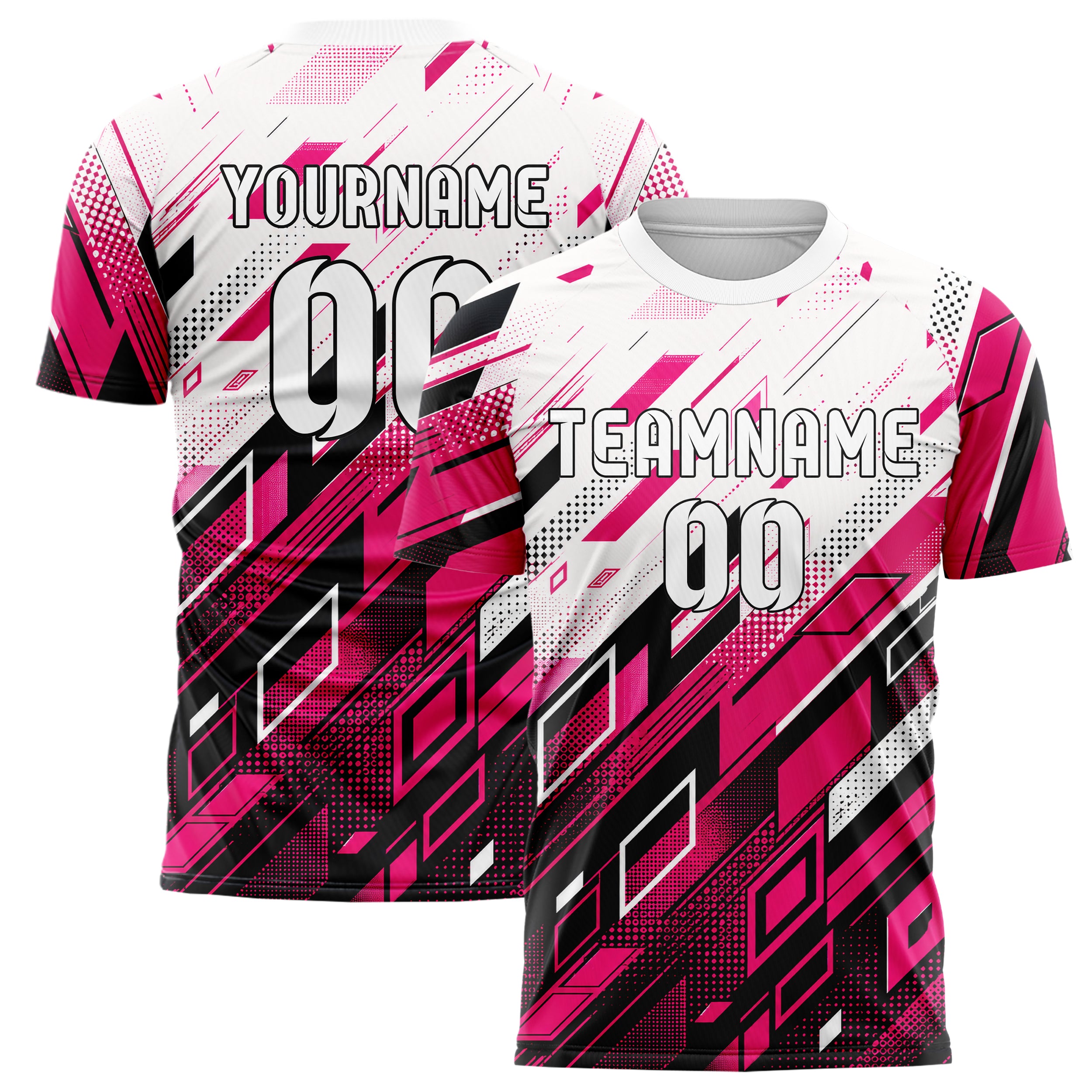 Hot Pink lebendiges Rauten dichter Verlauf von unten Design 01-0391 individuelles Fußballtrikot main