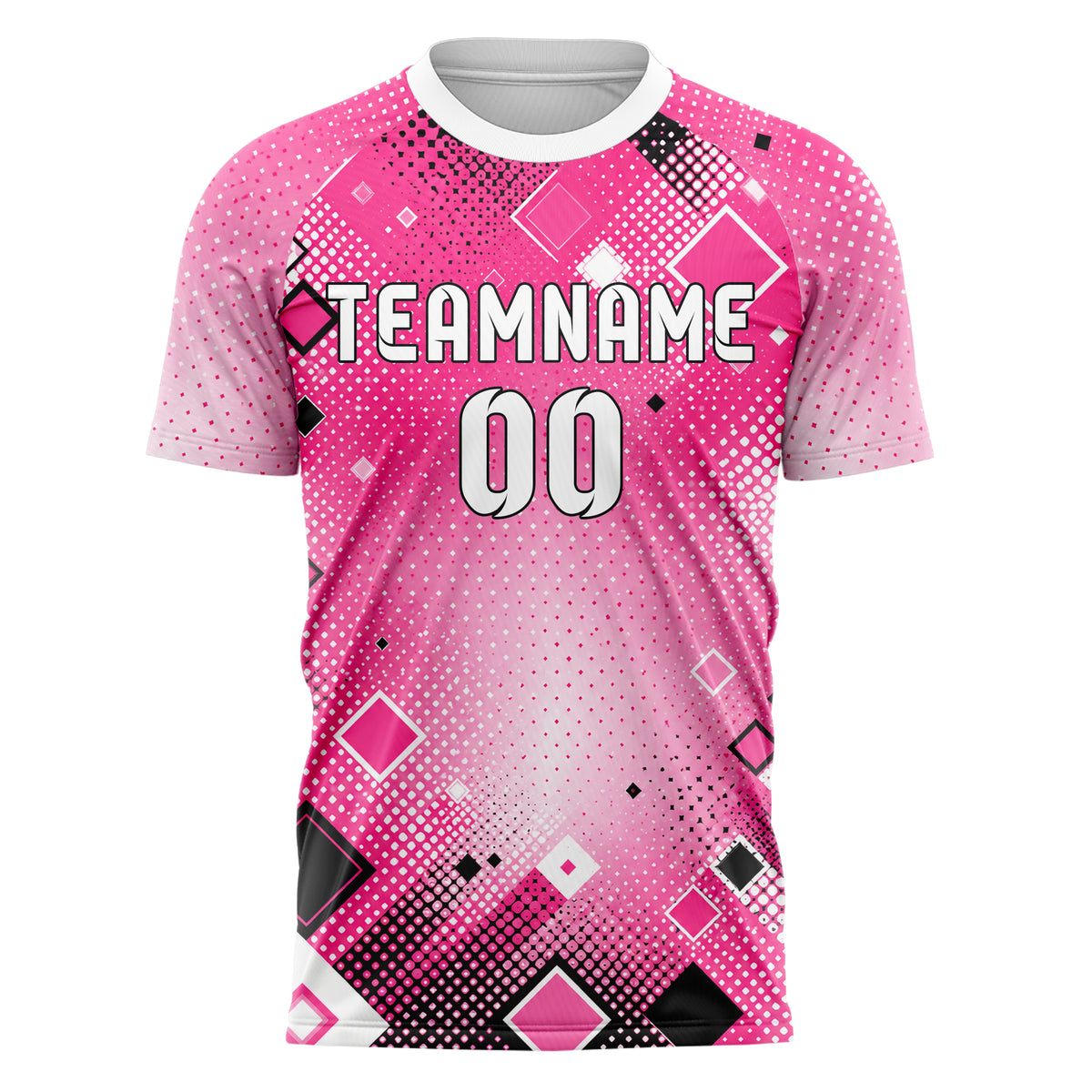 Hot Pink lebendiges Rauten radialer Center Fade Design 01-0025 individuelles Fußballtrikot front