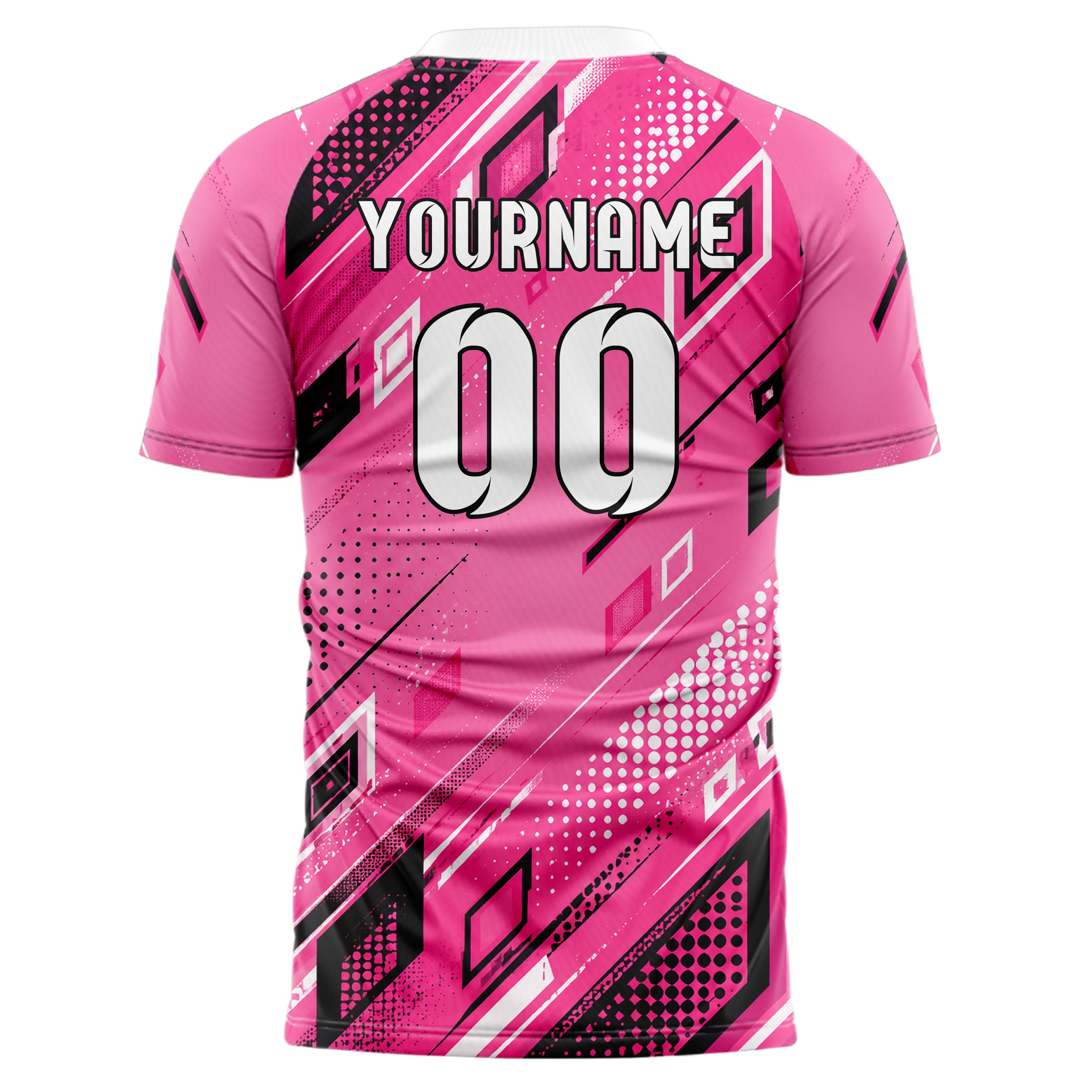 Hot Pink lebendiges Rauten radialer Center Fade Design 01-0241 individuelles Fußballtrikot back