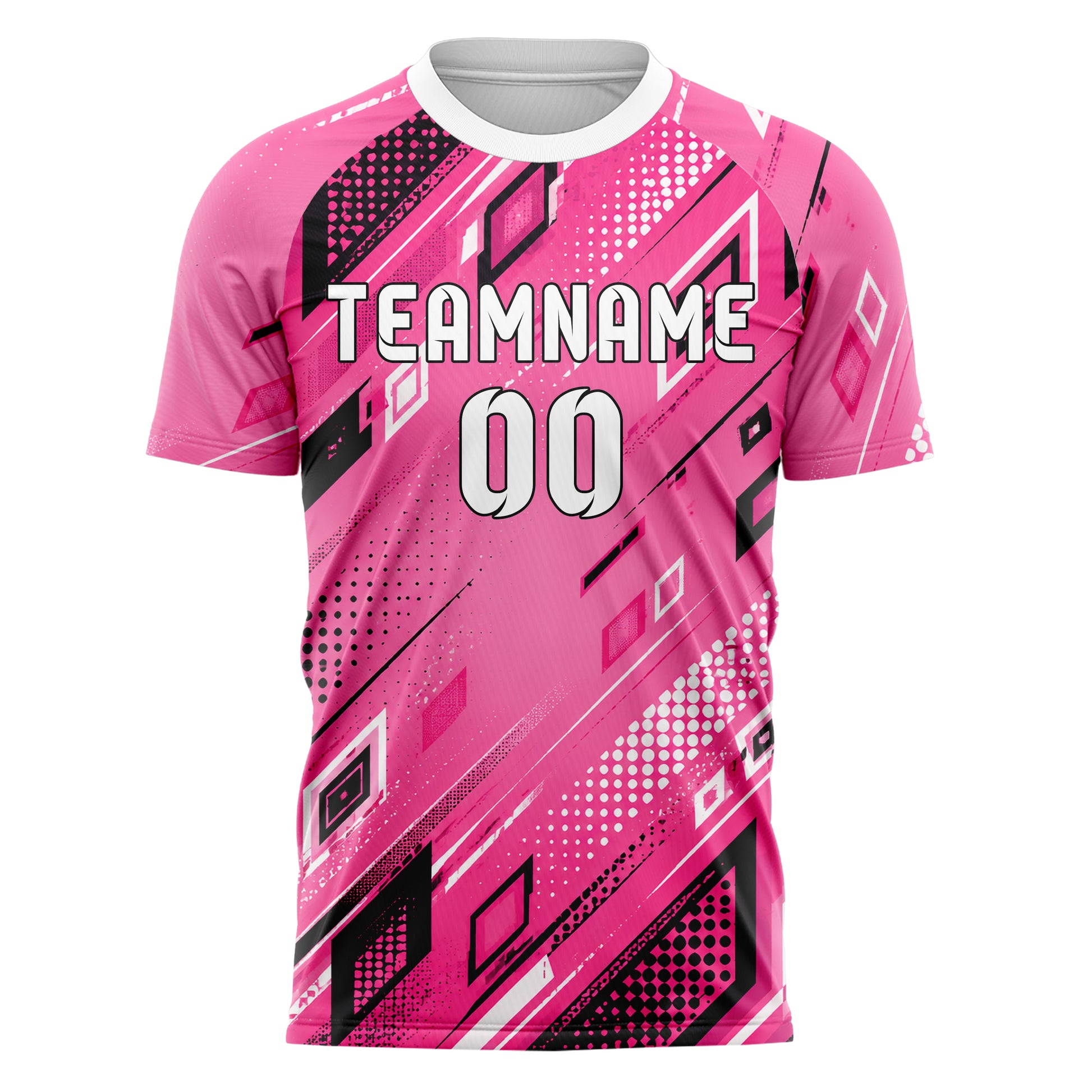 Hot Pink lebendiges Rauten radialer Center Fade Design 01-0241 individuelles Fußballtrikot front
