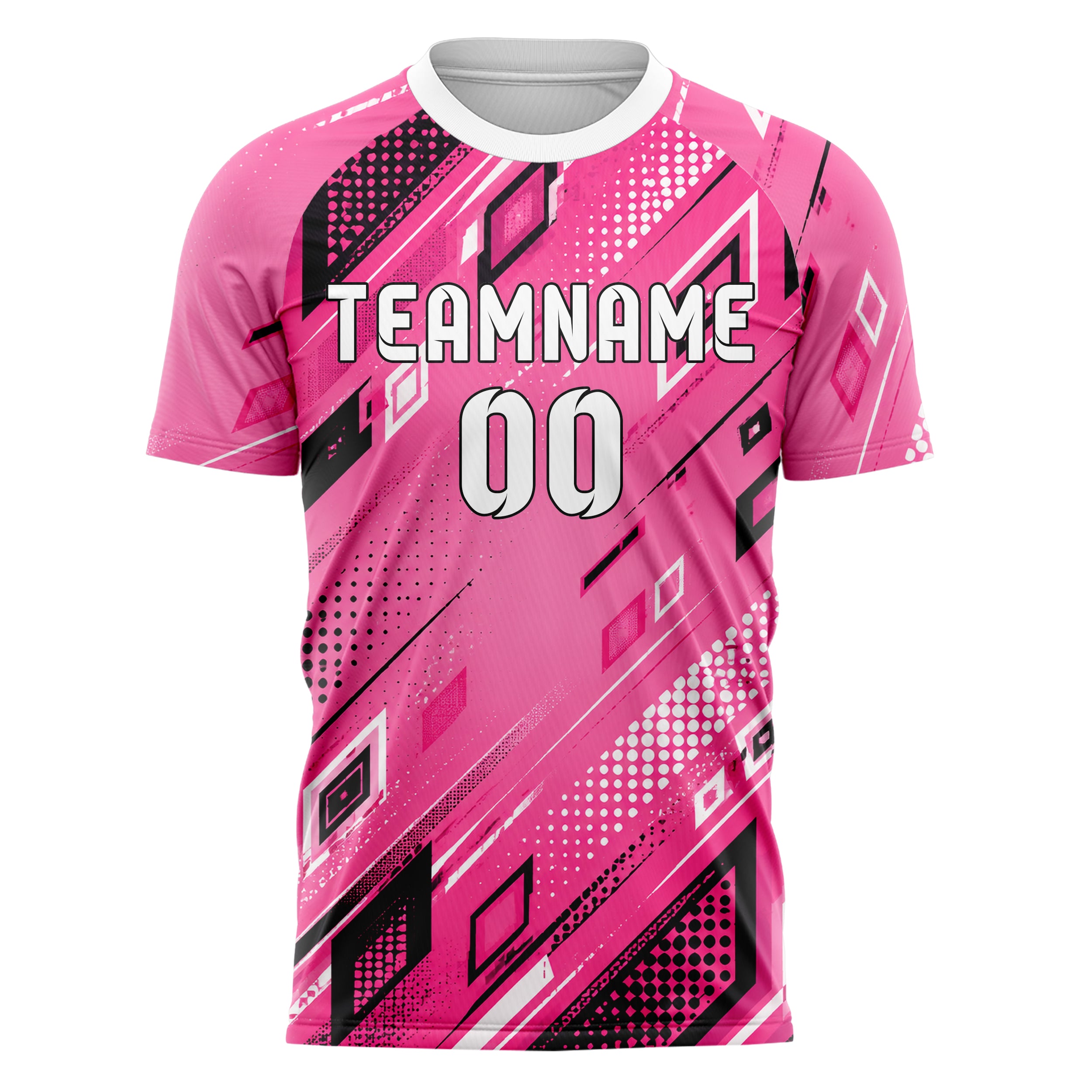 Hot Pink lebendiges Rauten radialer Center Fade Design 01-0241 individuelles Fußballtrikot front