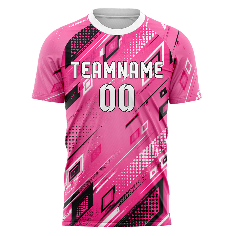 Hot Pink lebendiges Rauten radialer Center Fade Design 01-0241 individuelles Fußballtrikot front